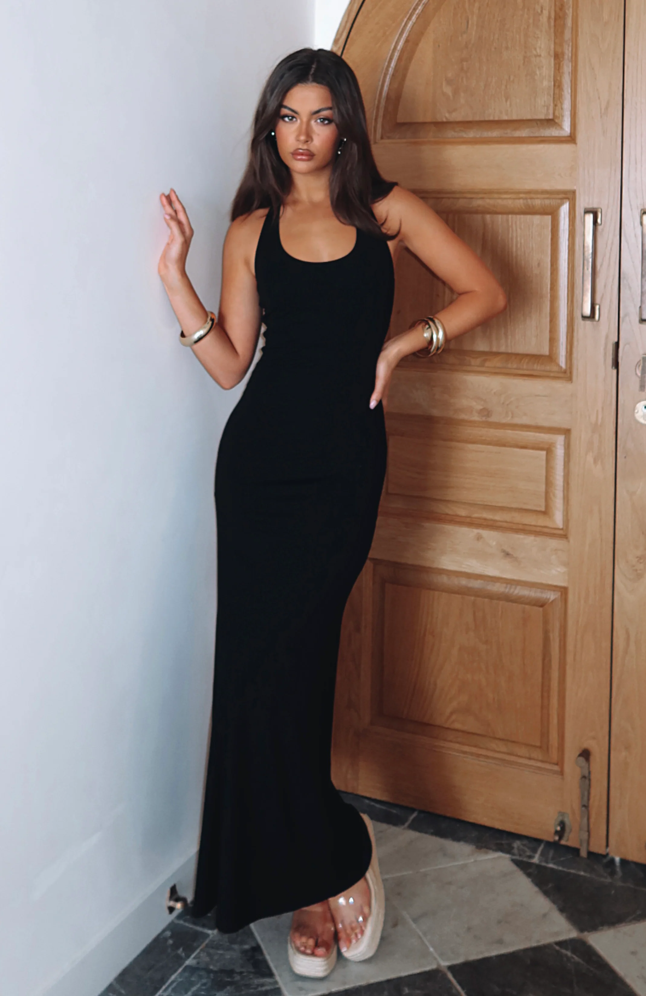 Took A Chance Halter Maxi Dress Black - Image 6