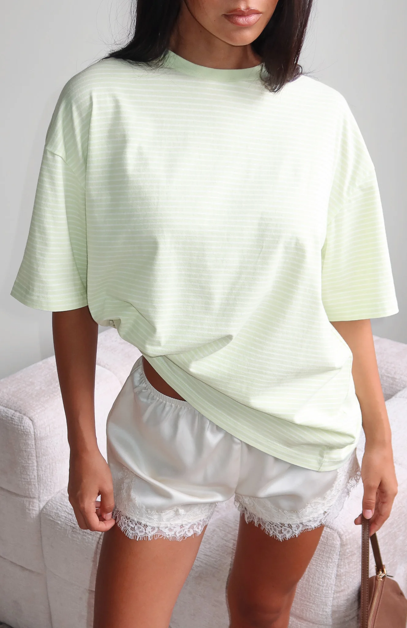 Touchdown Oversized Tee Lime Stripe