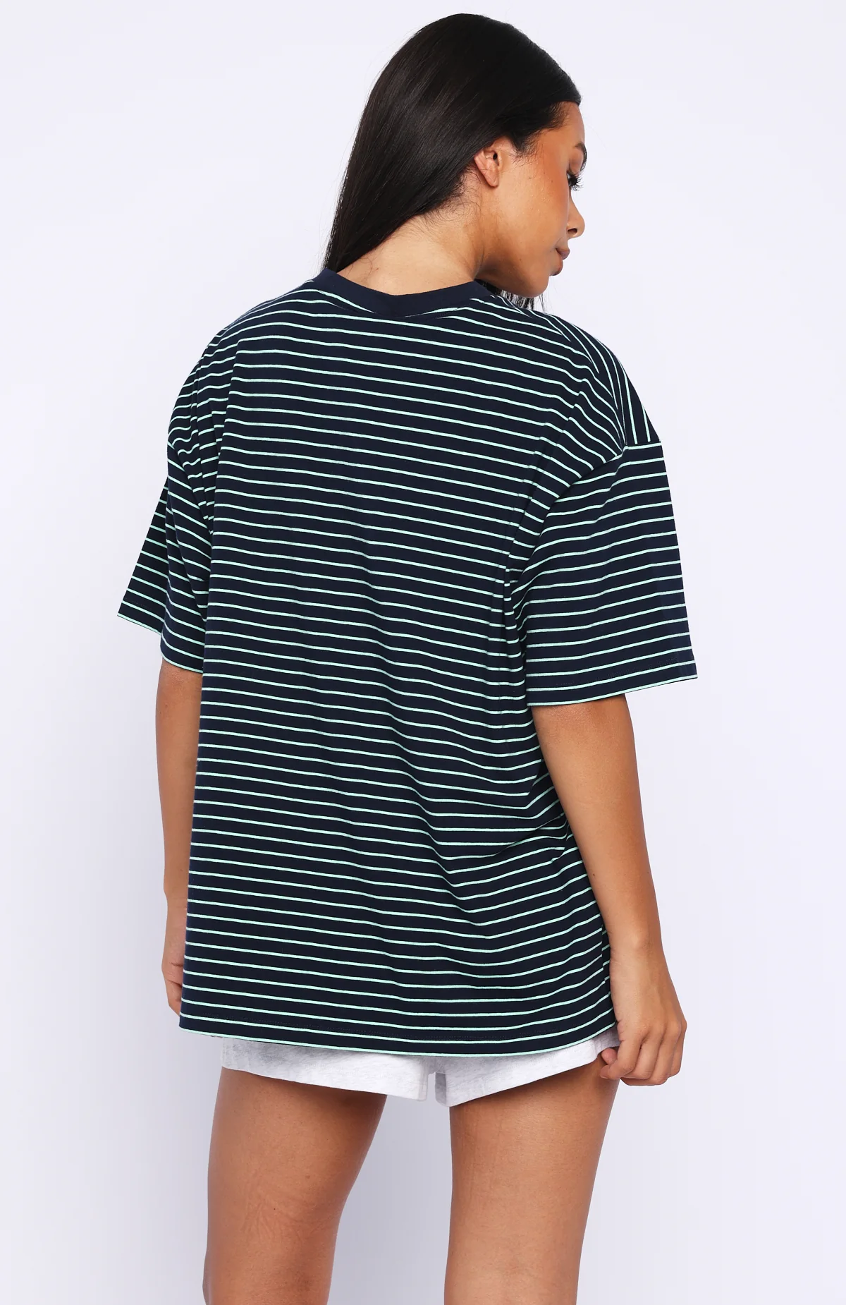 Touchdown Oversized Tee Navy/Mint Stripe - Image 4