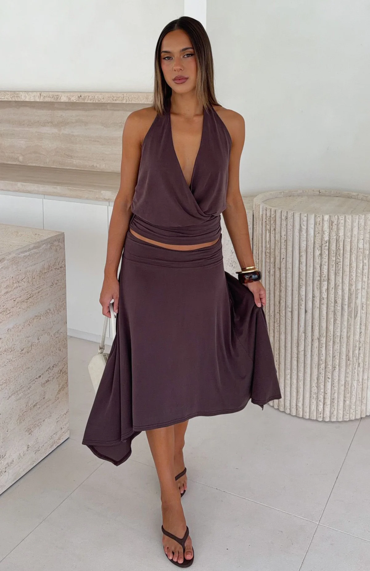 Tropic Drift Midi Skirt Chocolate - Image 5