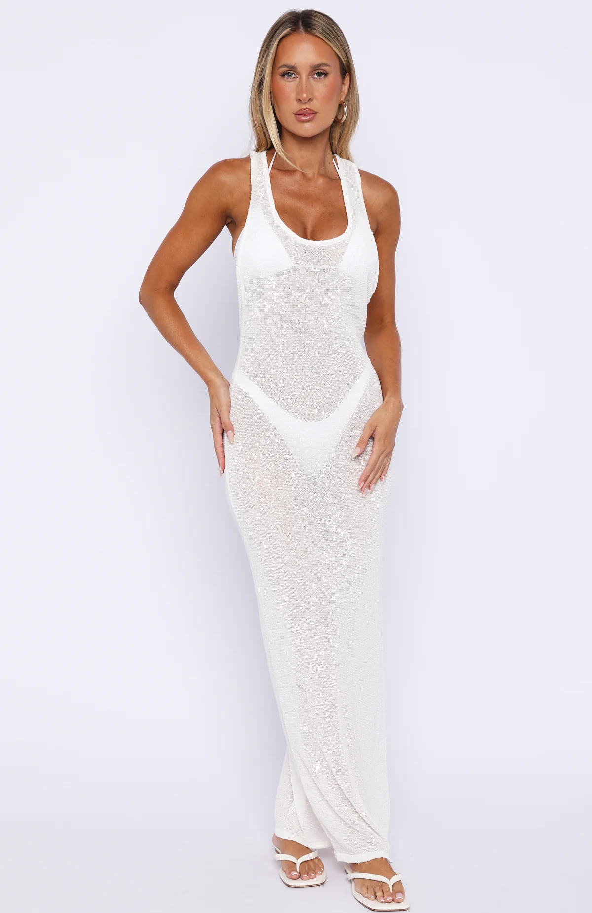Tropic Waters Knit Maxi Dress White - Image 3