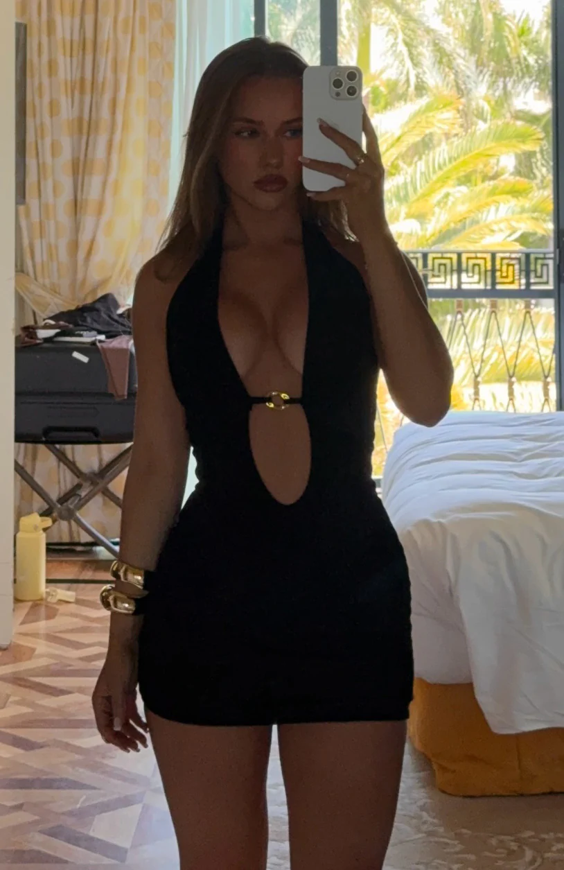 Tropicana Halter Mini Dress Black - Image 7