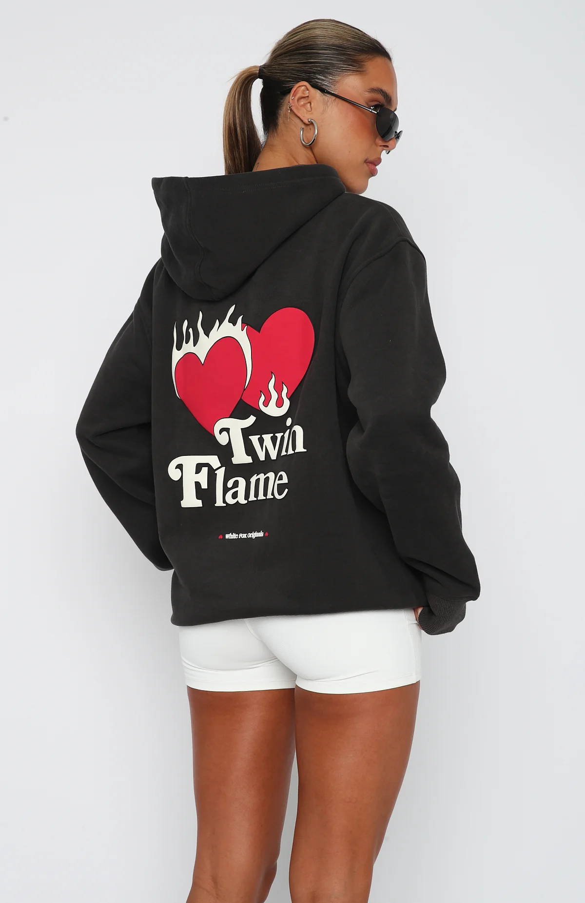 Twin Flame Oversized Hoodie Charcoal - Image 4