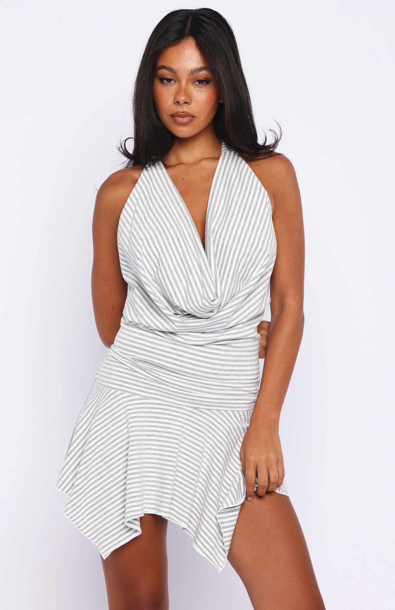 Urban Drift Mini Dress Grey Stripe - Image 2