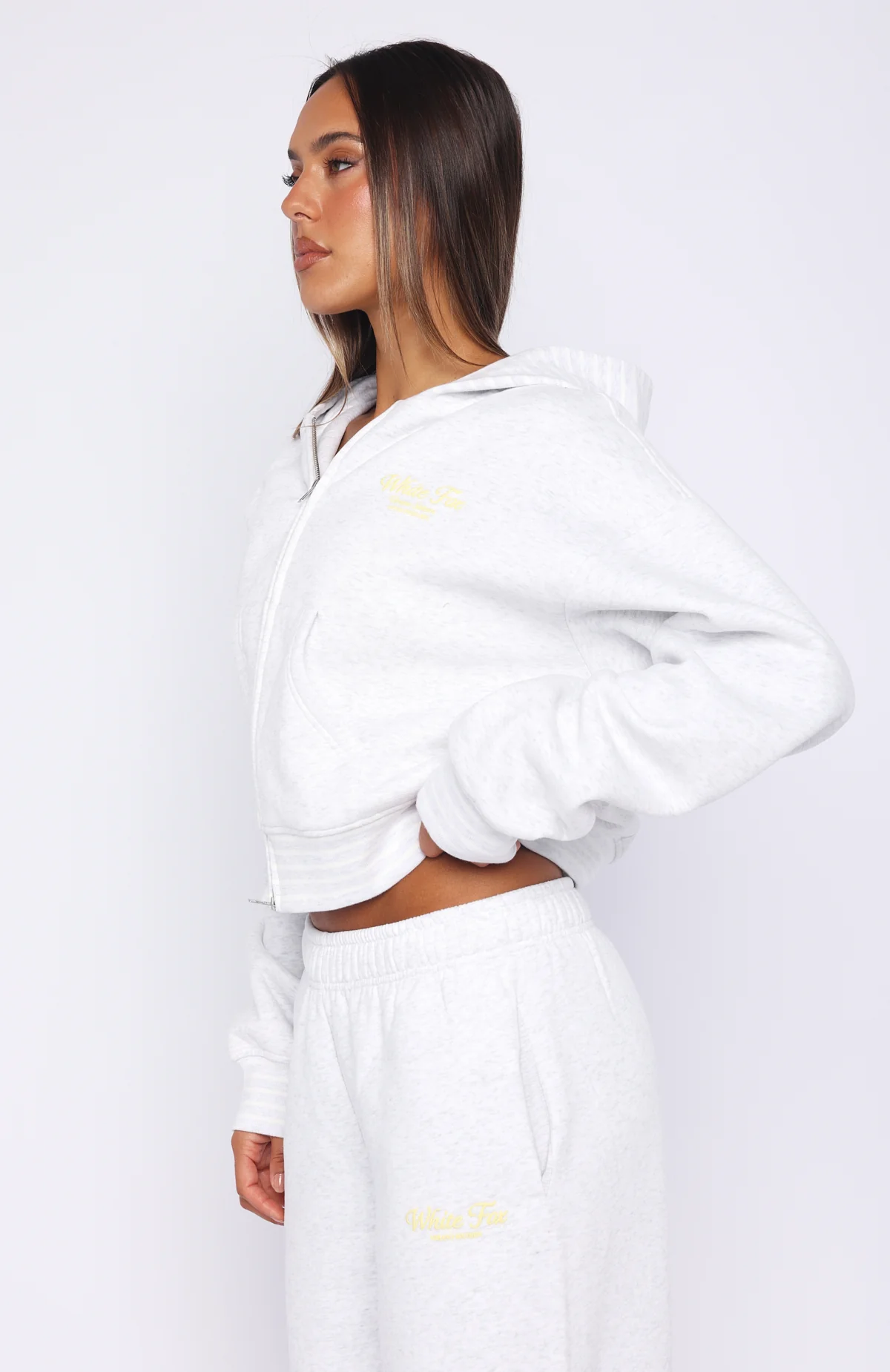 Verano Sixteen Fiorella Boxy Zip Front Hoodie Grey Marle - Image 4