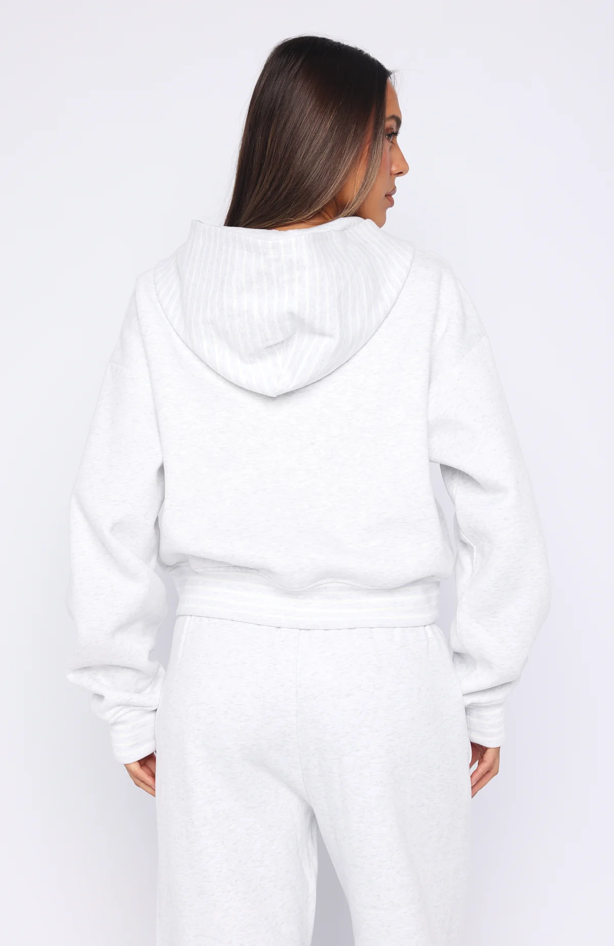 Verano Sixteen Fiorella Boxy Zip Front Hoodie Grey Marle - Image 5