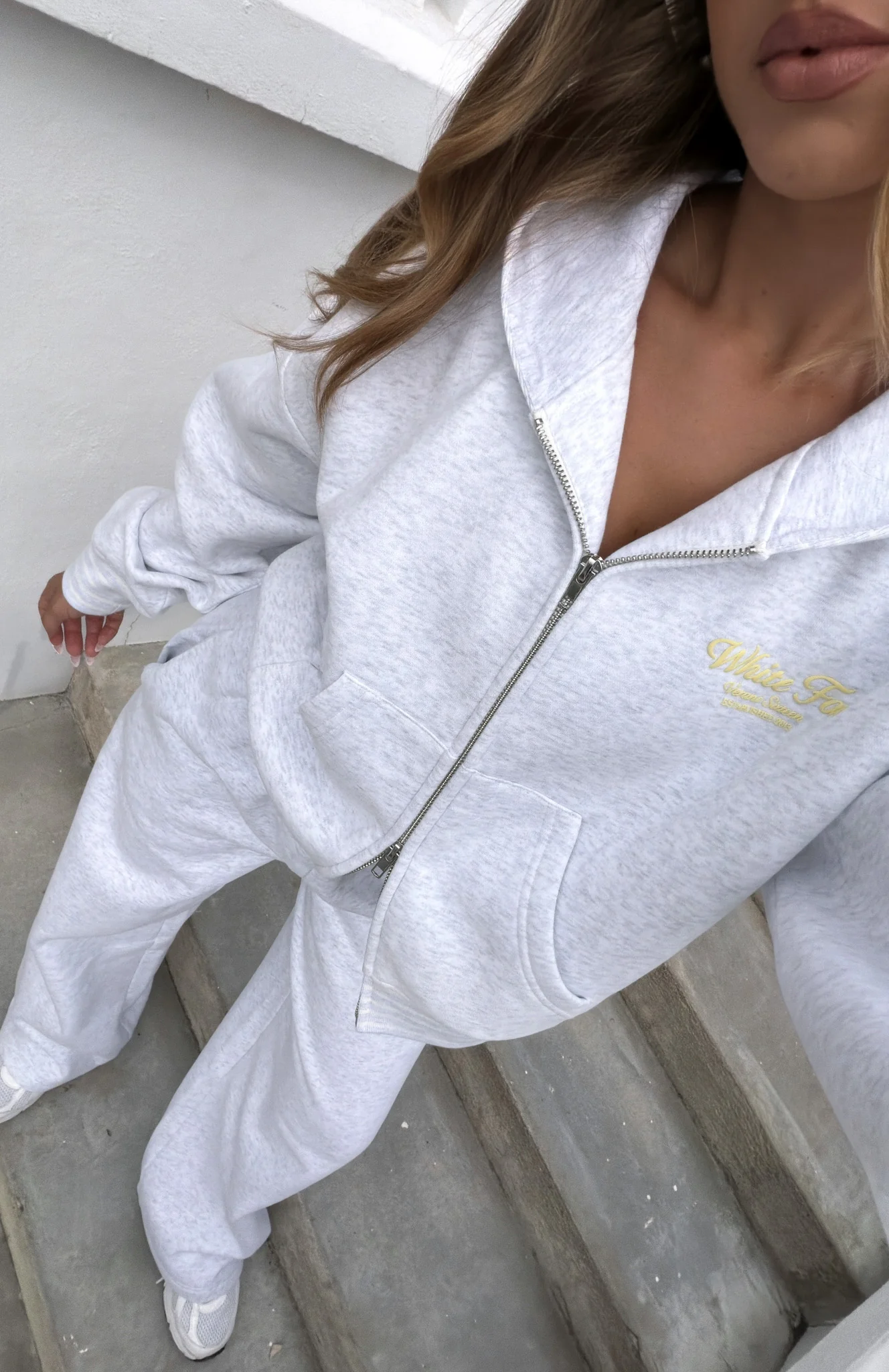 Verano Sixteen Fiorella Boxy Zip Front Hoodie Grey Marle - Image 7