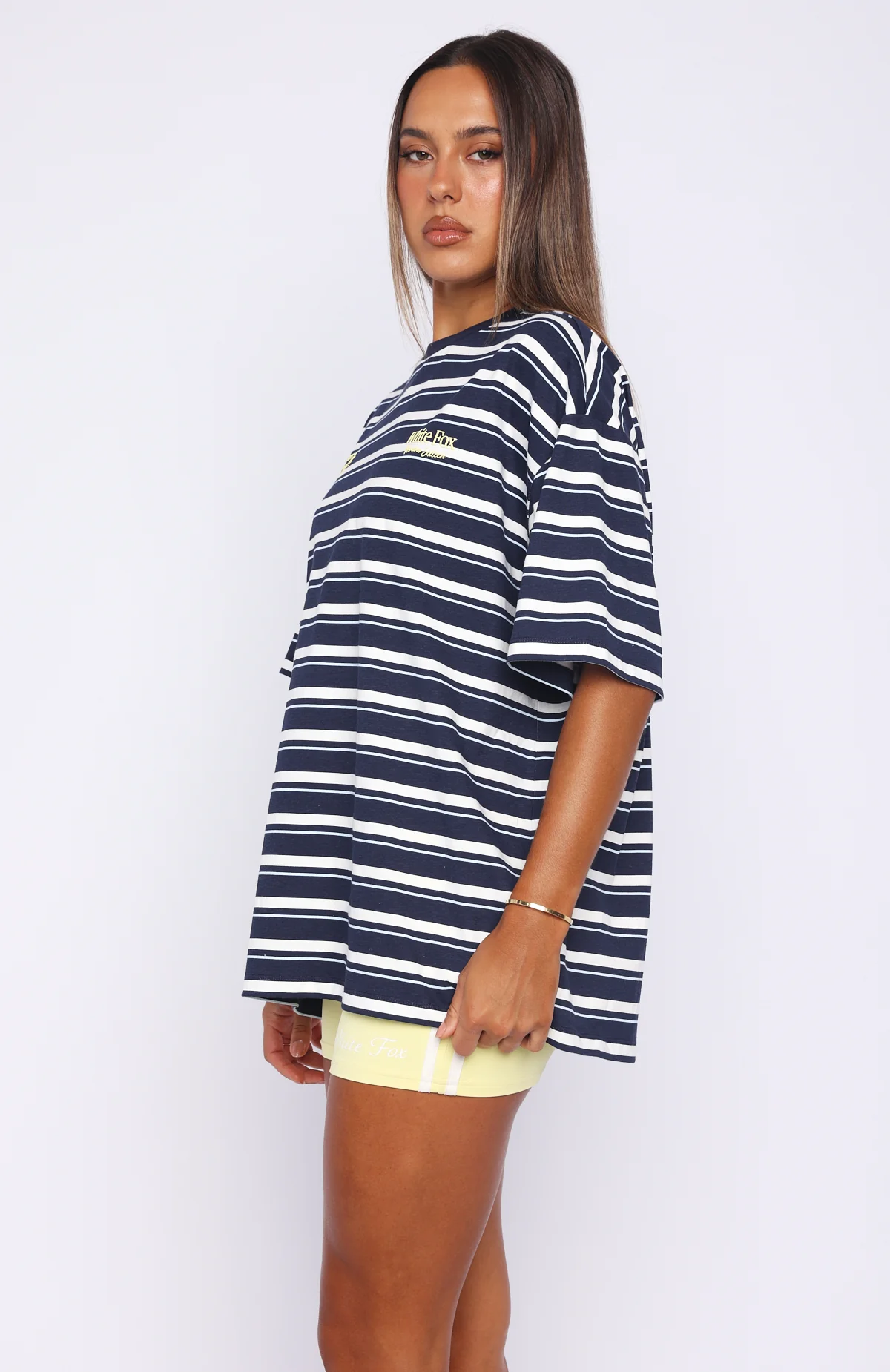 Verano Sixteen Viola Oversized Tee Navy Stripe - Image 3