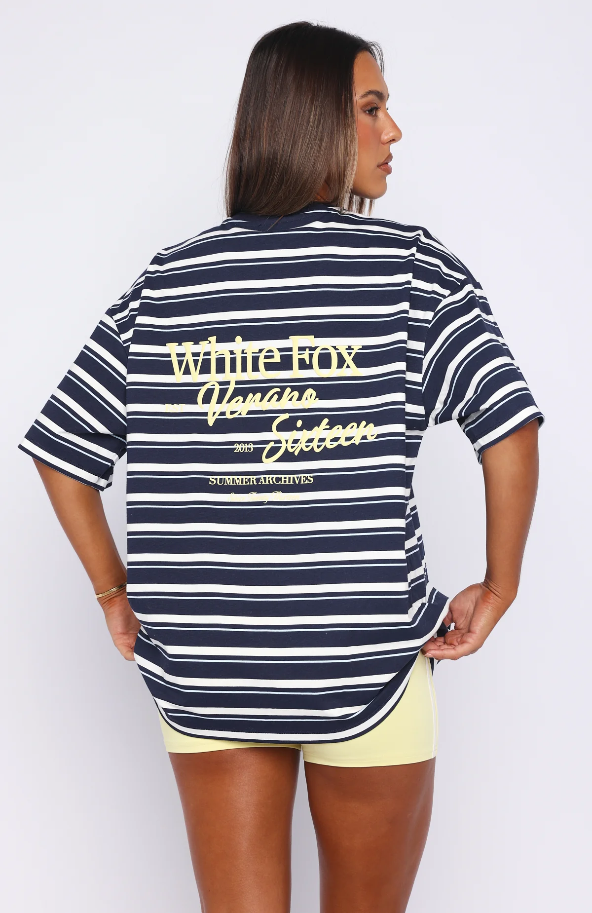 Verano Sixteen Viola Oversized Tee Navy Stripe - Image 4