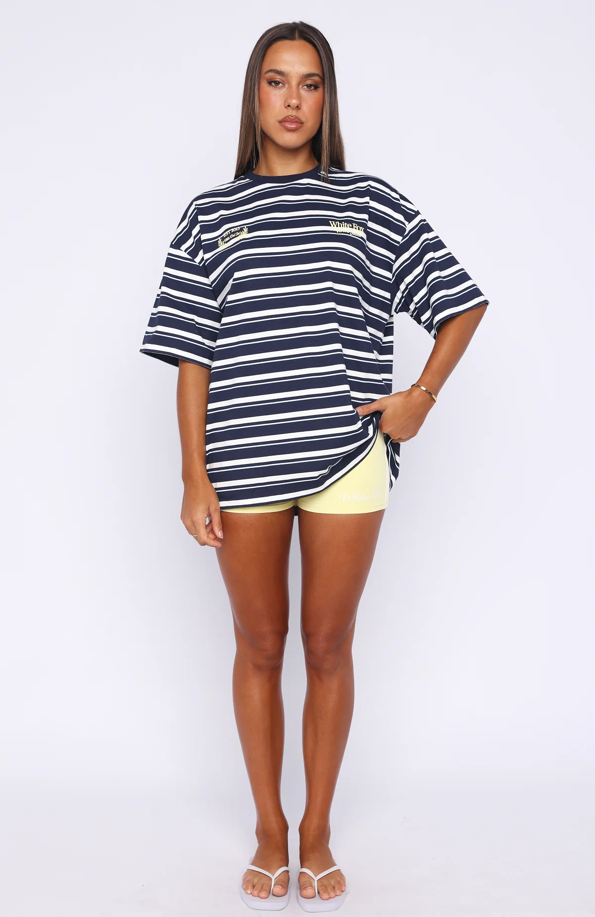 Verano Sixteen Viola Oversized Tee Navy Stripe - Image 5