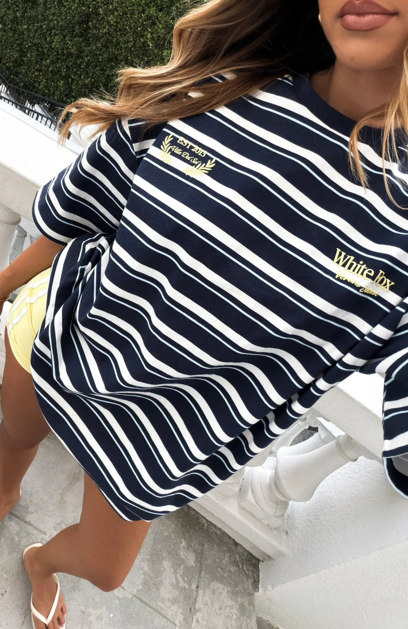 Verano Sixteen Viola Oversized Tee Navy Stripe - Image 7
