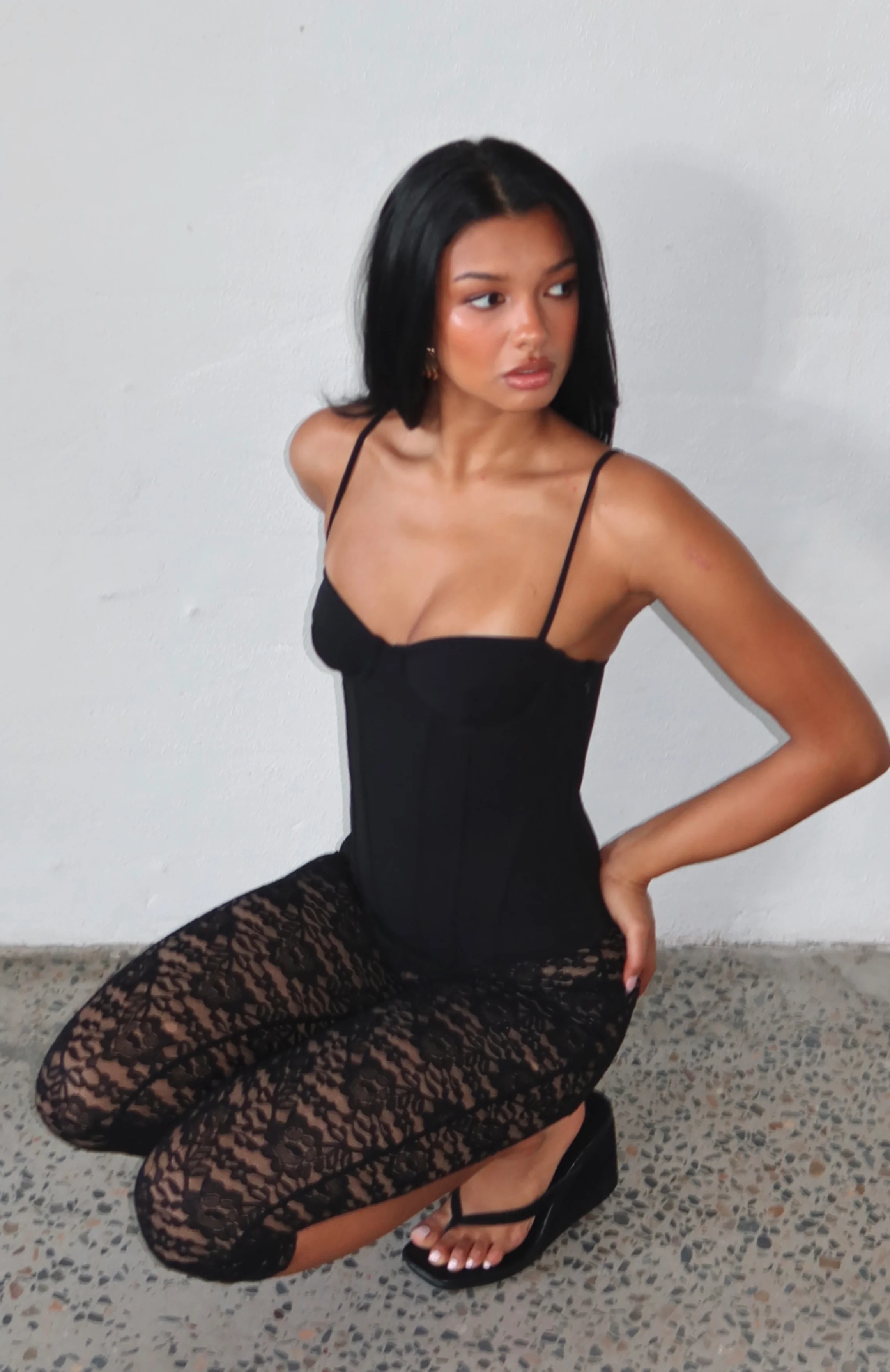 Vibe With Me Lace Capri Pants Black - Image 6