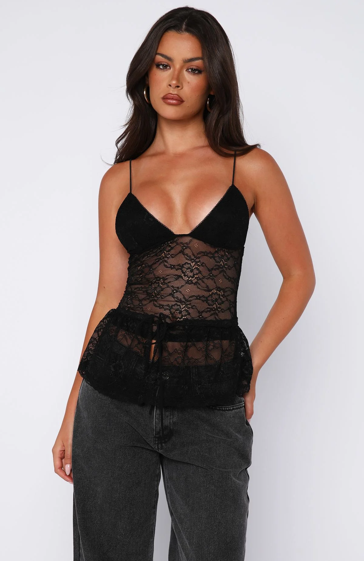 Vintage Postcard Lace Top Black - Image 2