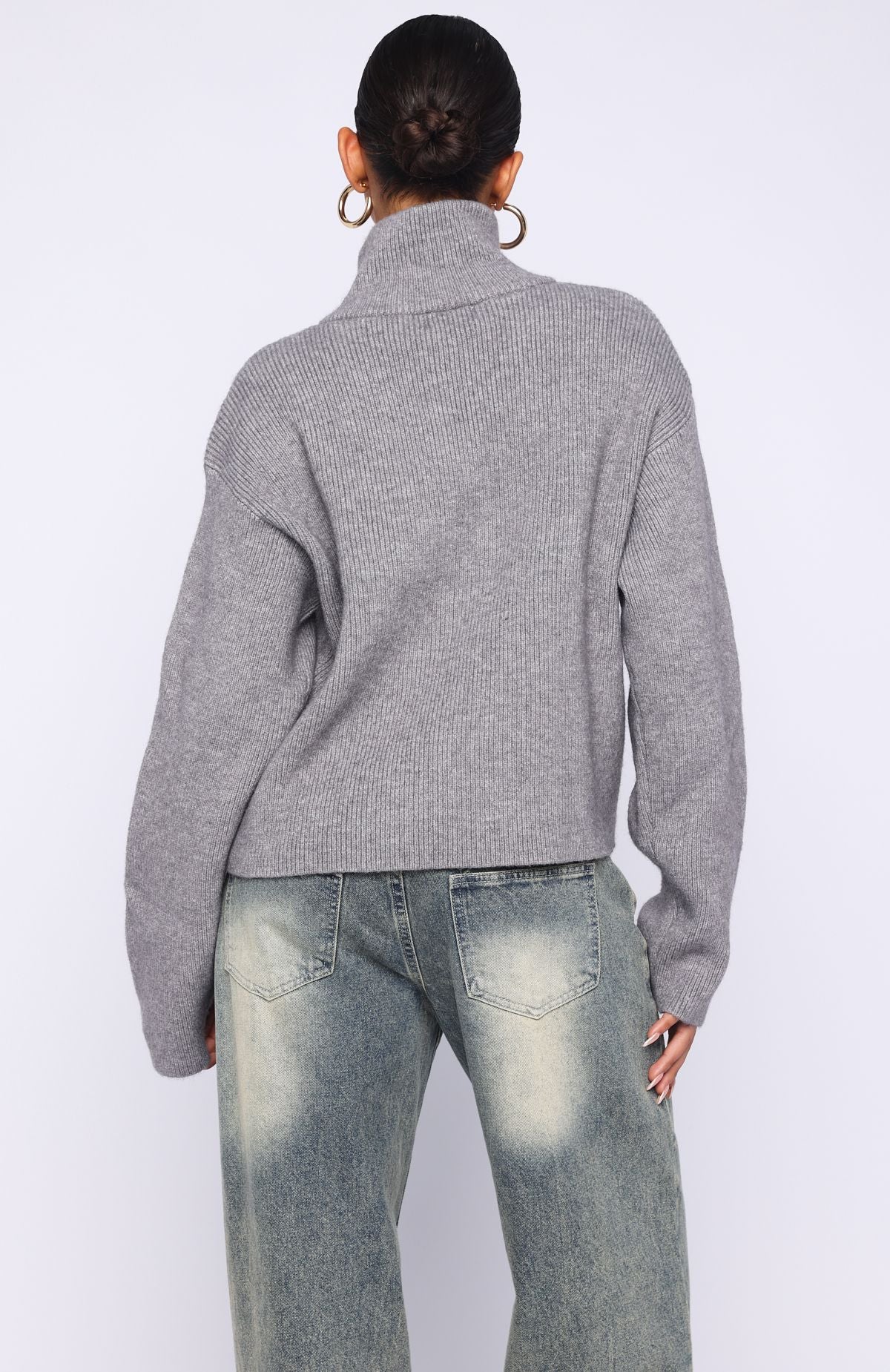 Violetta Zip Knit Cardigan Smokey Grey - Image 4