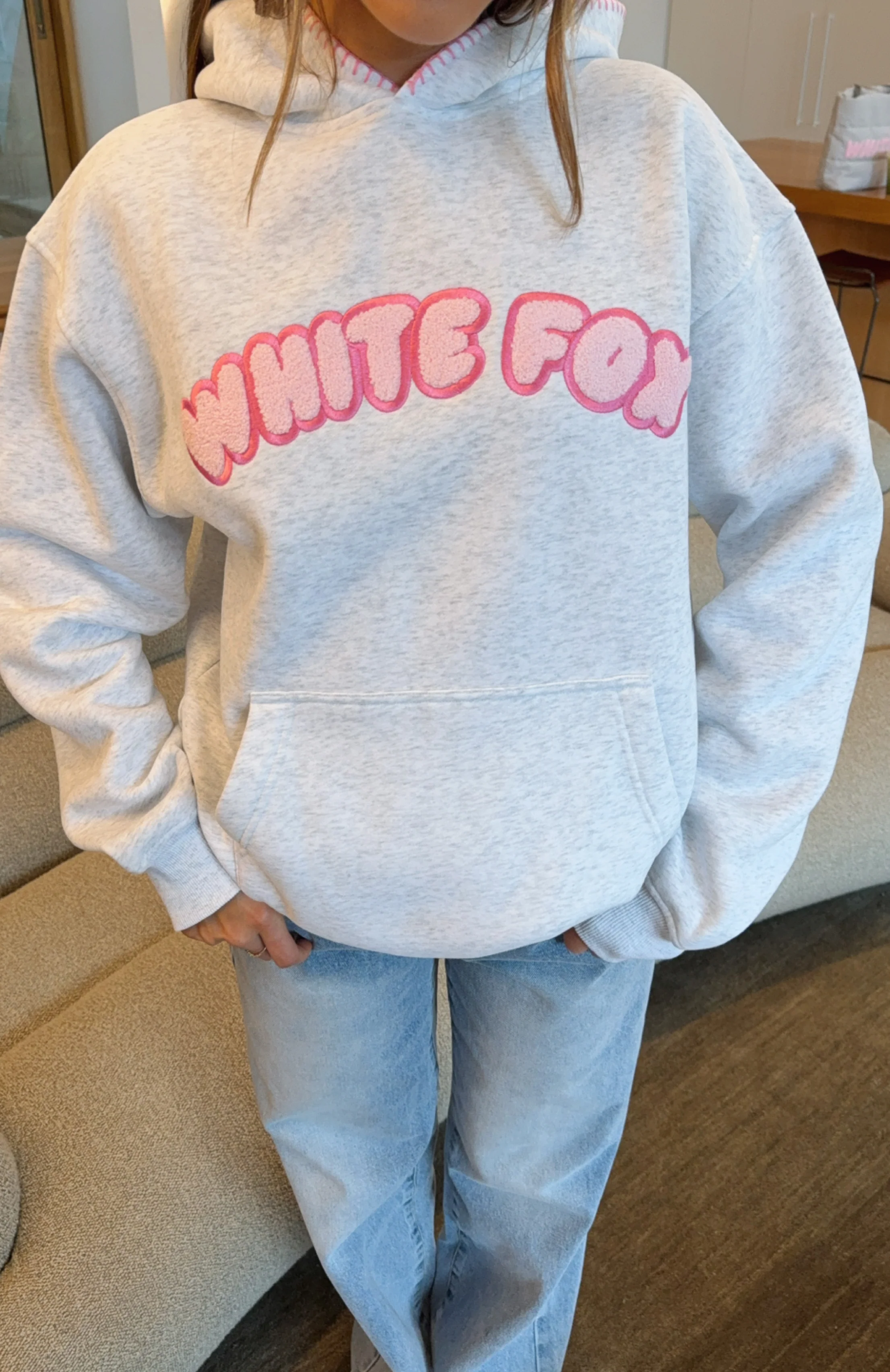Vol. 1 Front Graphic Oversized Hoodie Grey Marle - Image 3