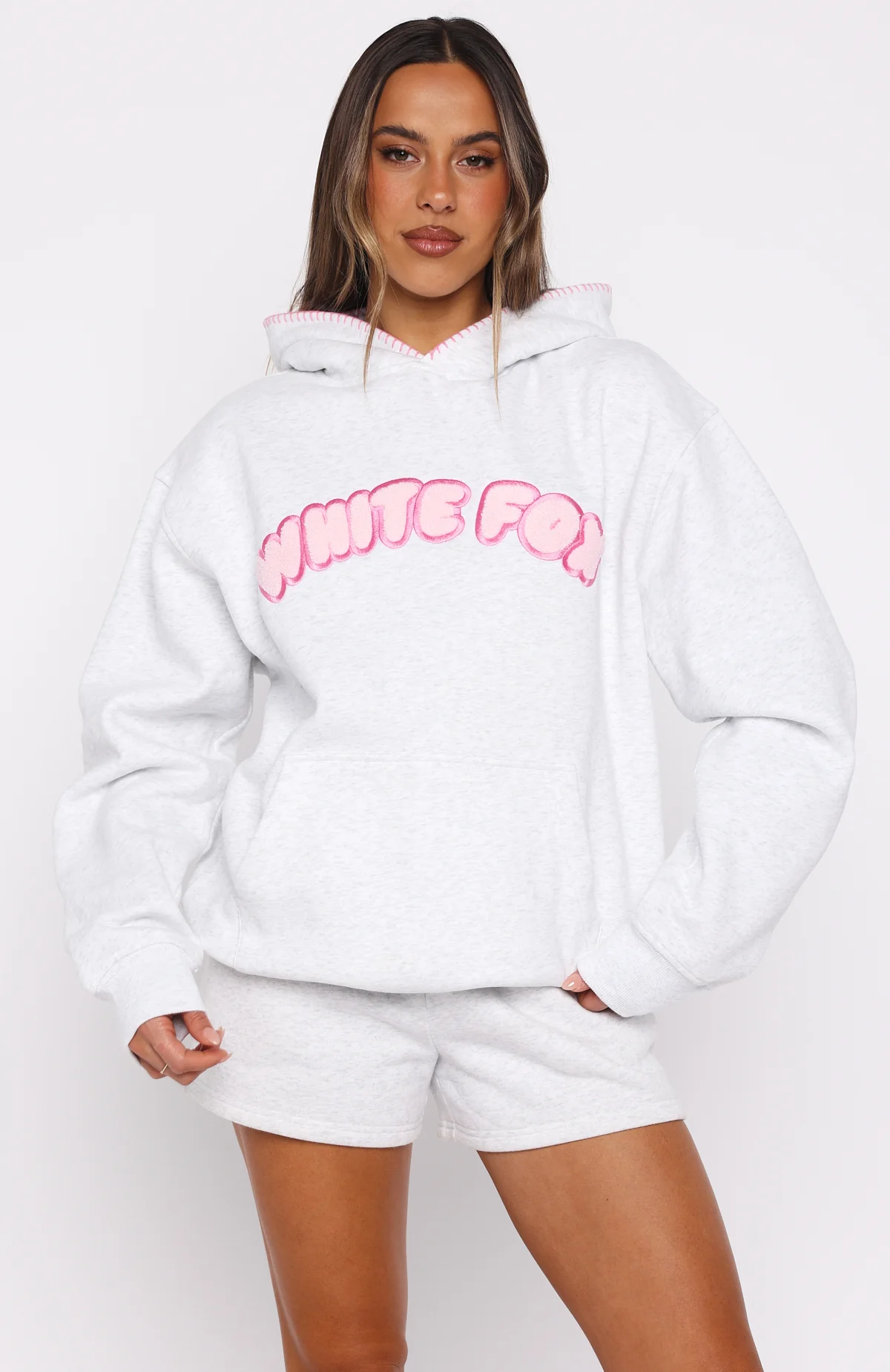 Vol. 1 Front Graphic Oversized Hoodie Grey Marle - Image 4