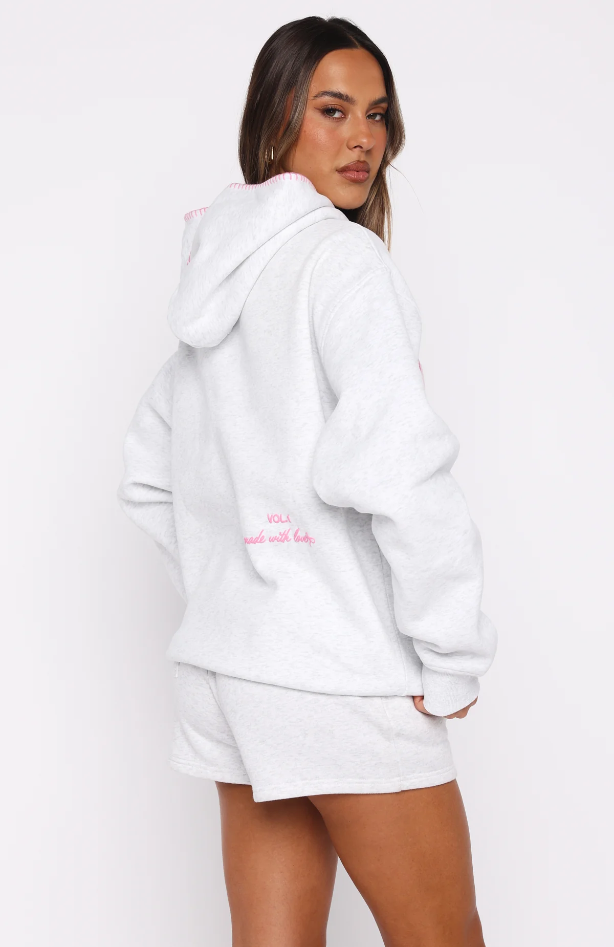 Vol. 1 Front Graphic Oversized Hoodie Grey Marle - Image 6