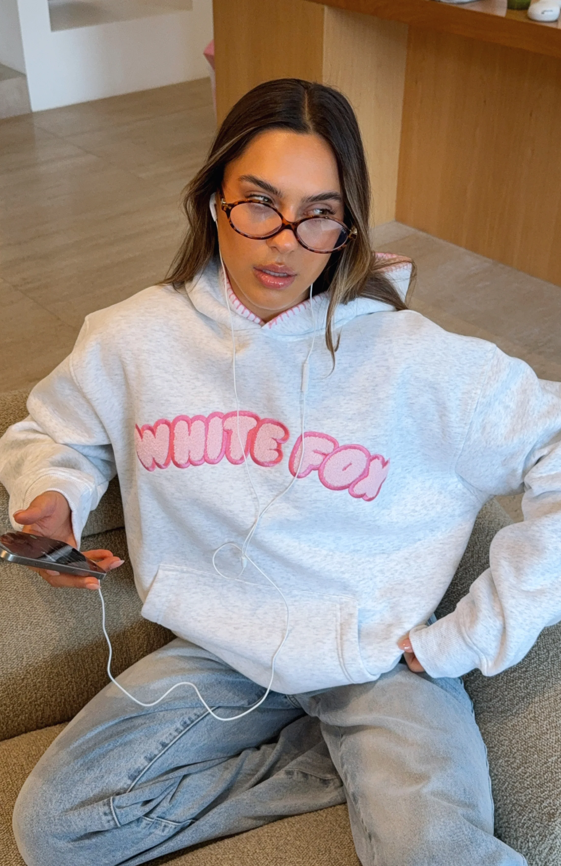 Vol. 1 Front Graphic Oversized Hoodie Grey Marle - Image 9