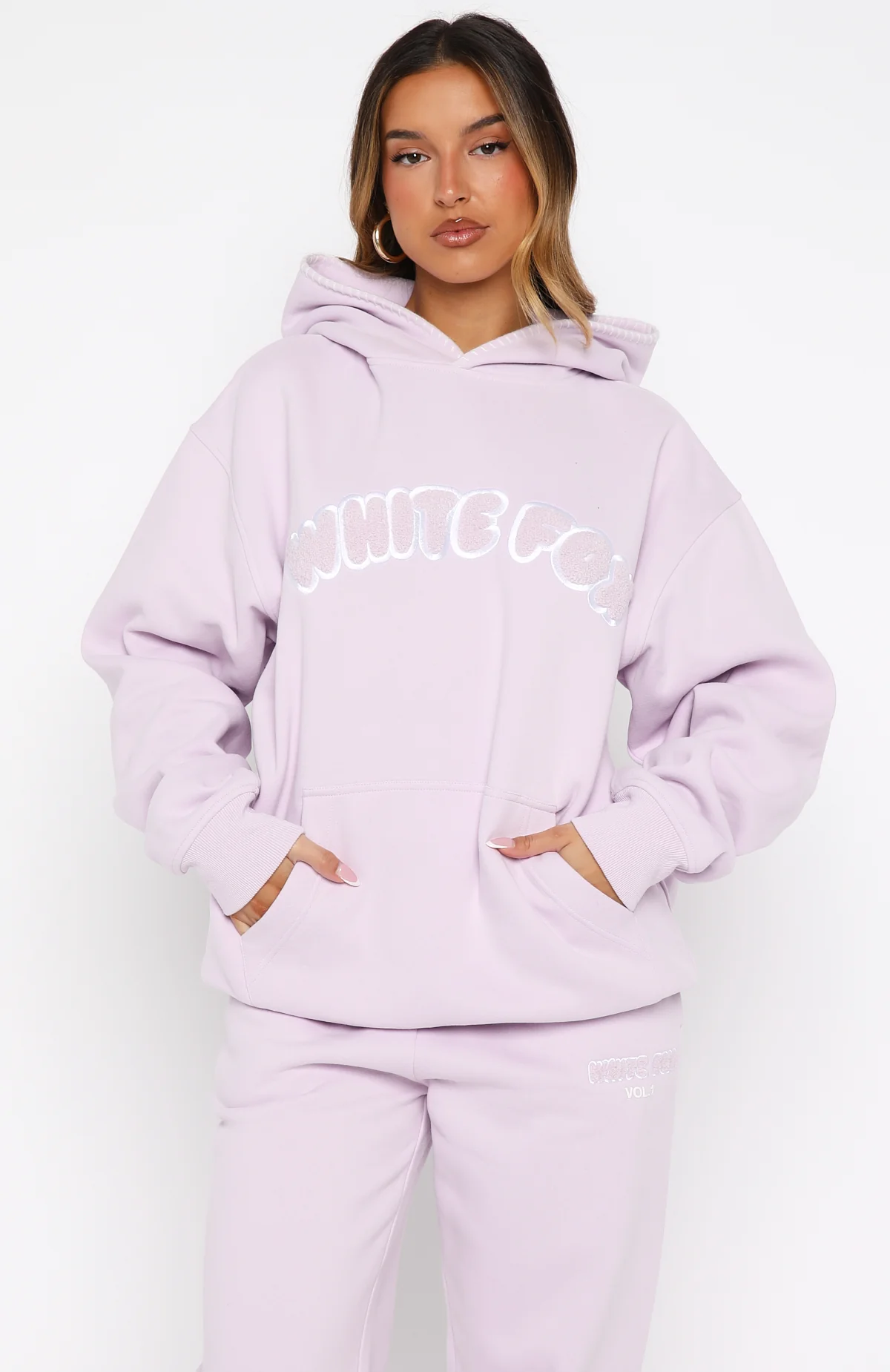 Vol. 1 Front Graphic Oversized Hoodie Lilac - Image 2