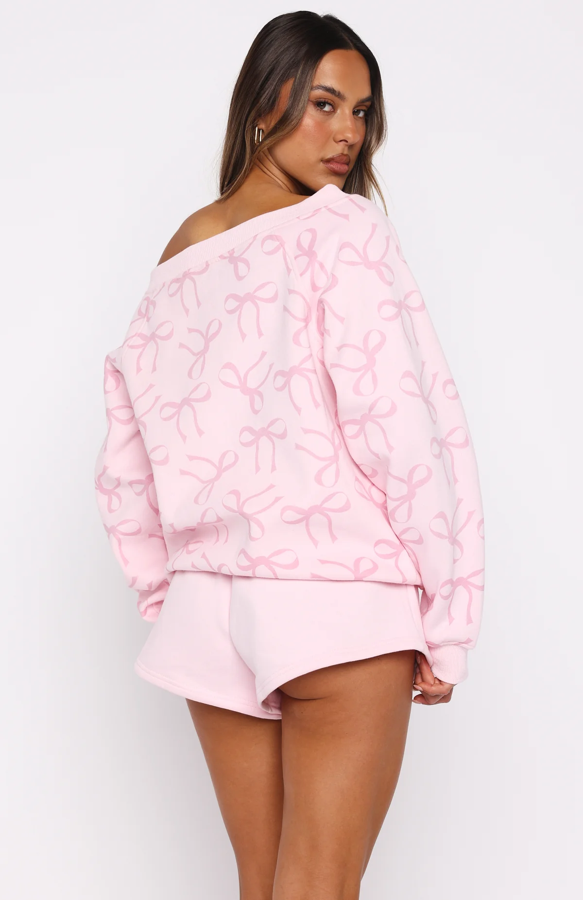 Vol. 1 Off Shoulder Printed Sweater Posy Bow - Image 4