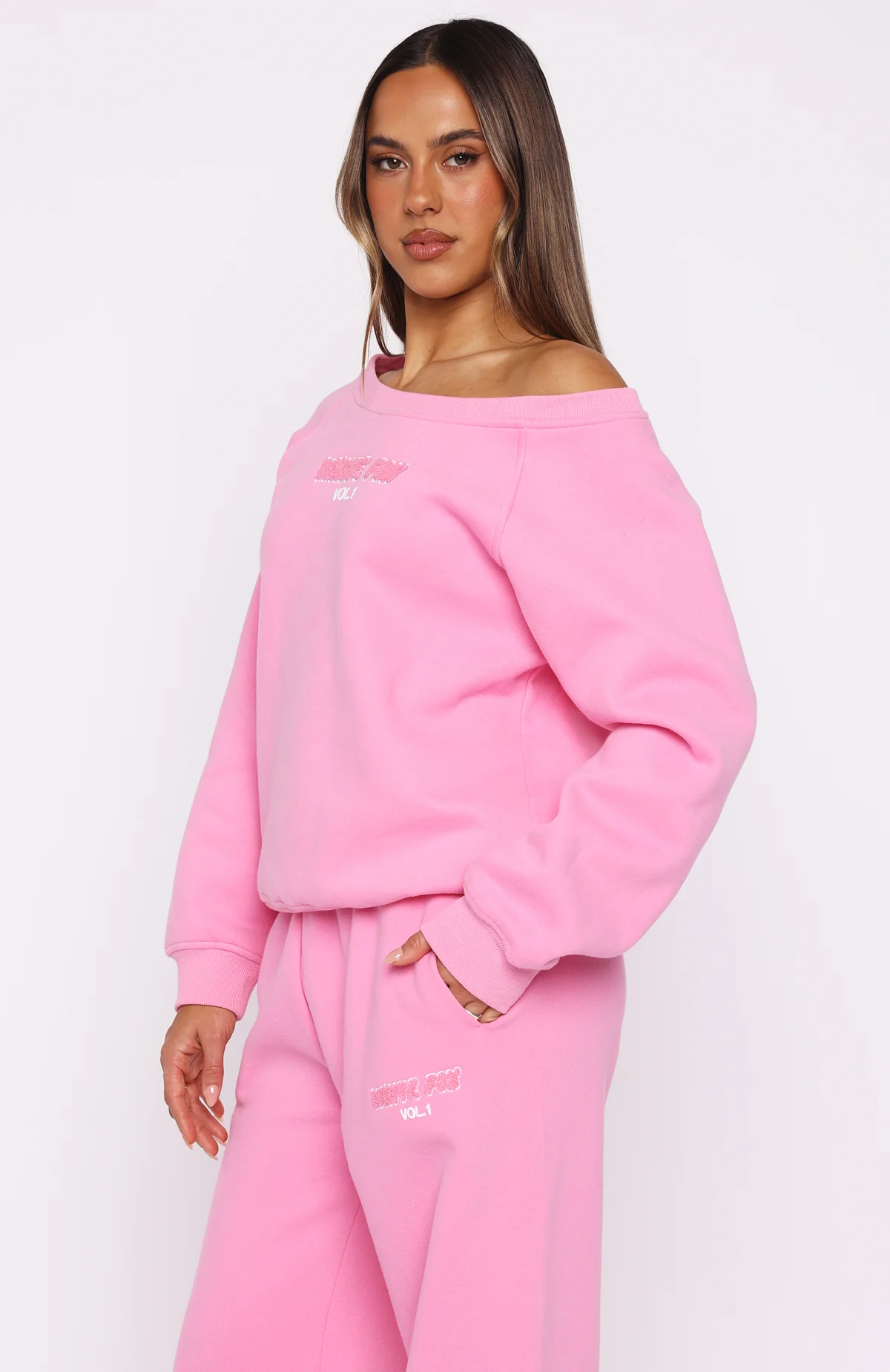Vol. 1 Off Shoulder Sweater Bubblegum - Image 4