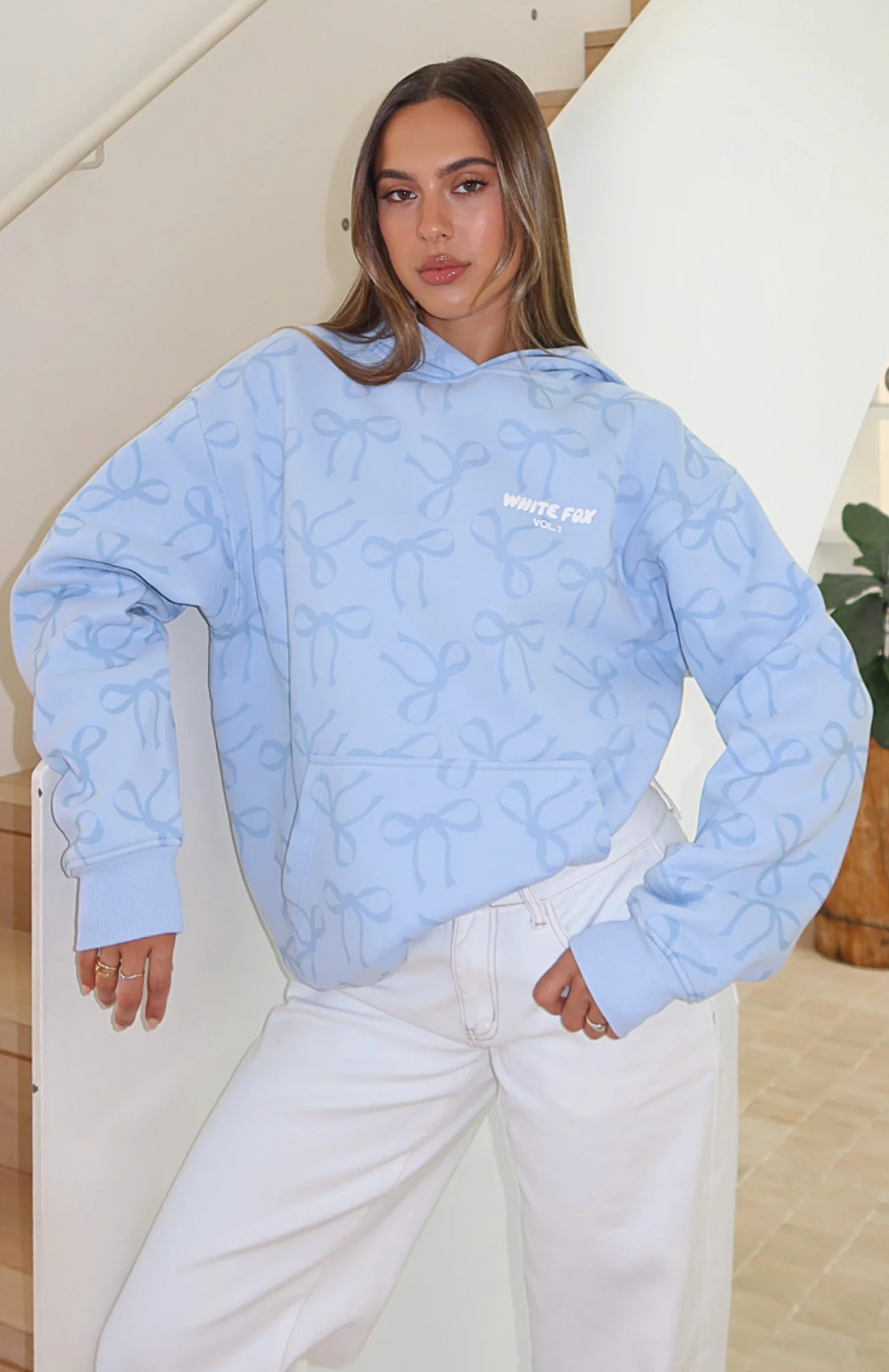 Vol. 1 Oversized Printed Hoodie Blue Bow - Image 2