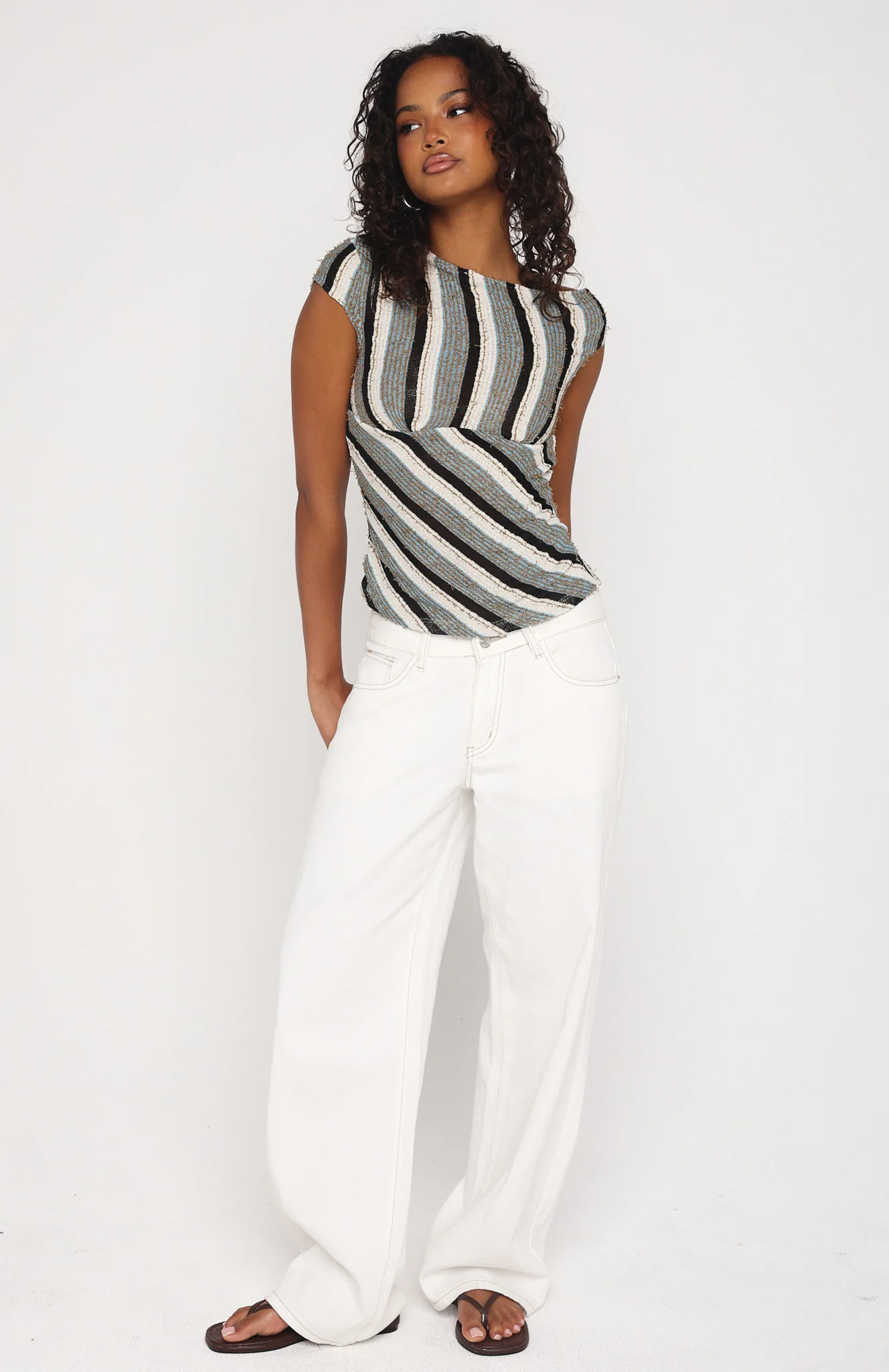 Waiting for Tomorrow Top Brown/Blue Stripe - Image 6