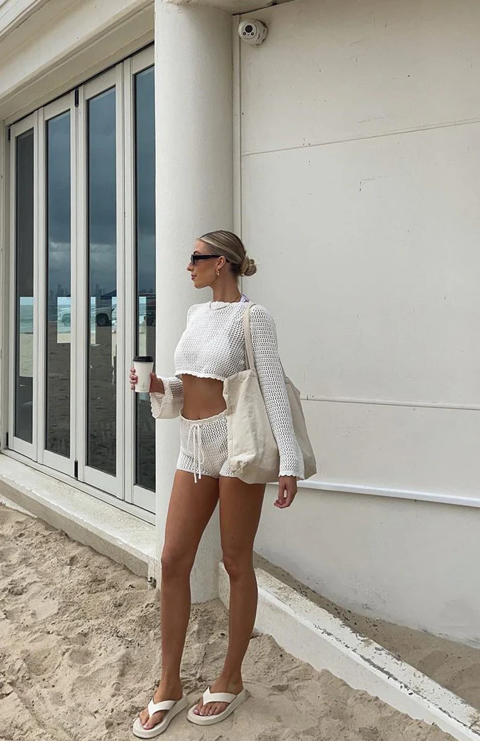 Want To Want Me Crochet Shorts White - Image 11