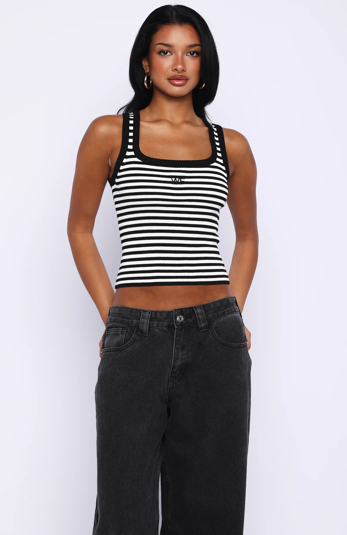 Wanting Problems Knit Top Black/White Stripe - Image 2