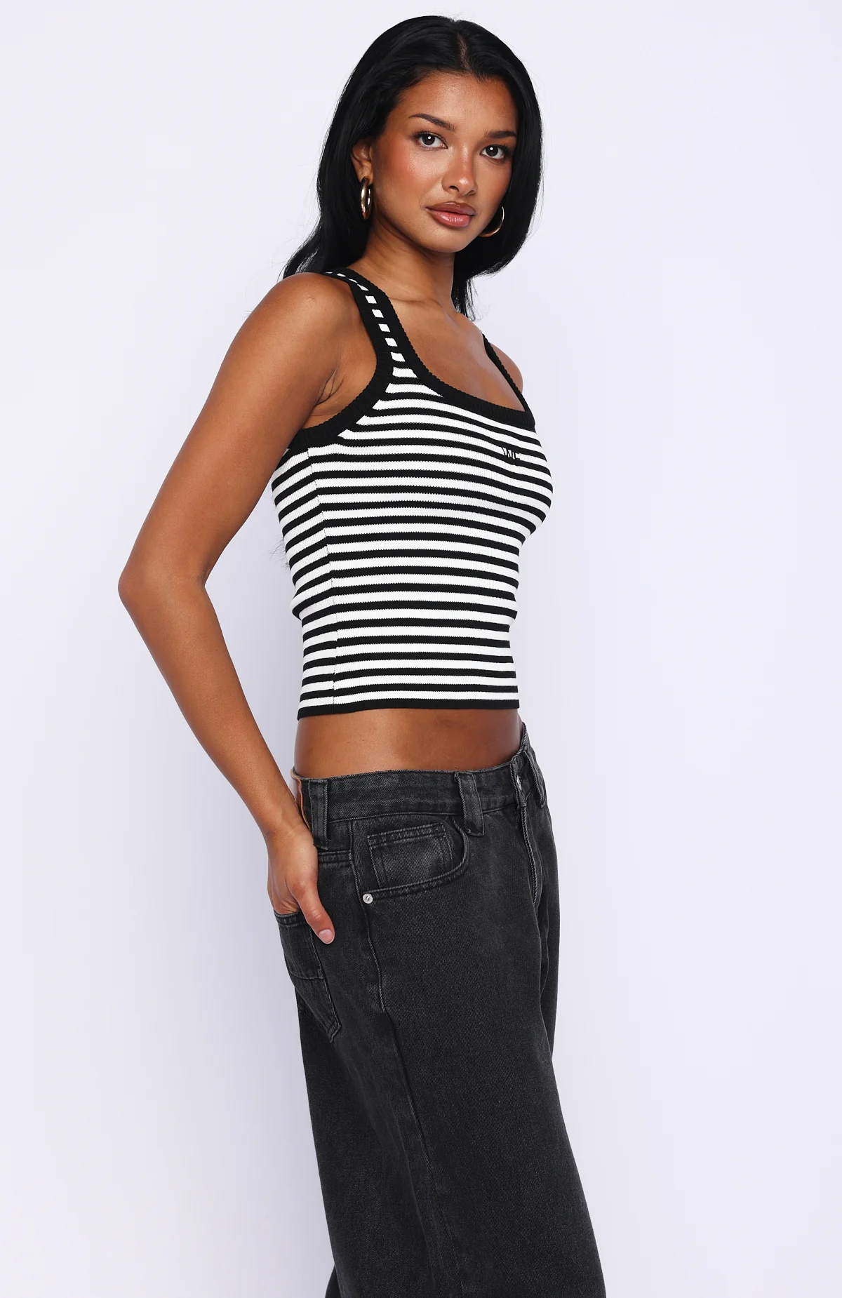 Wanting Problems Knit Top Black/White Stripe - Image 3