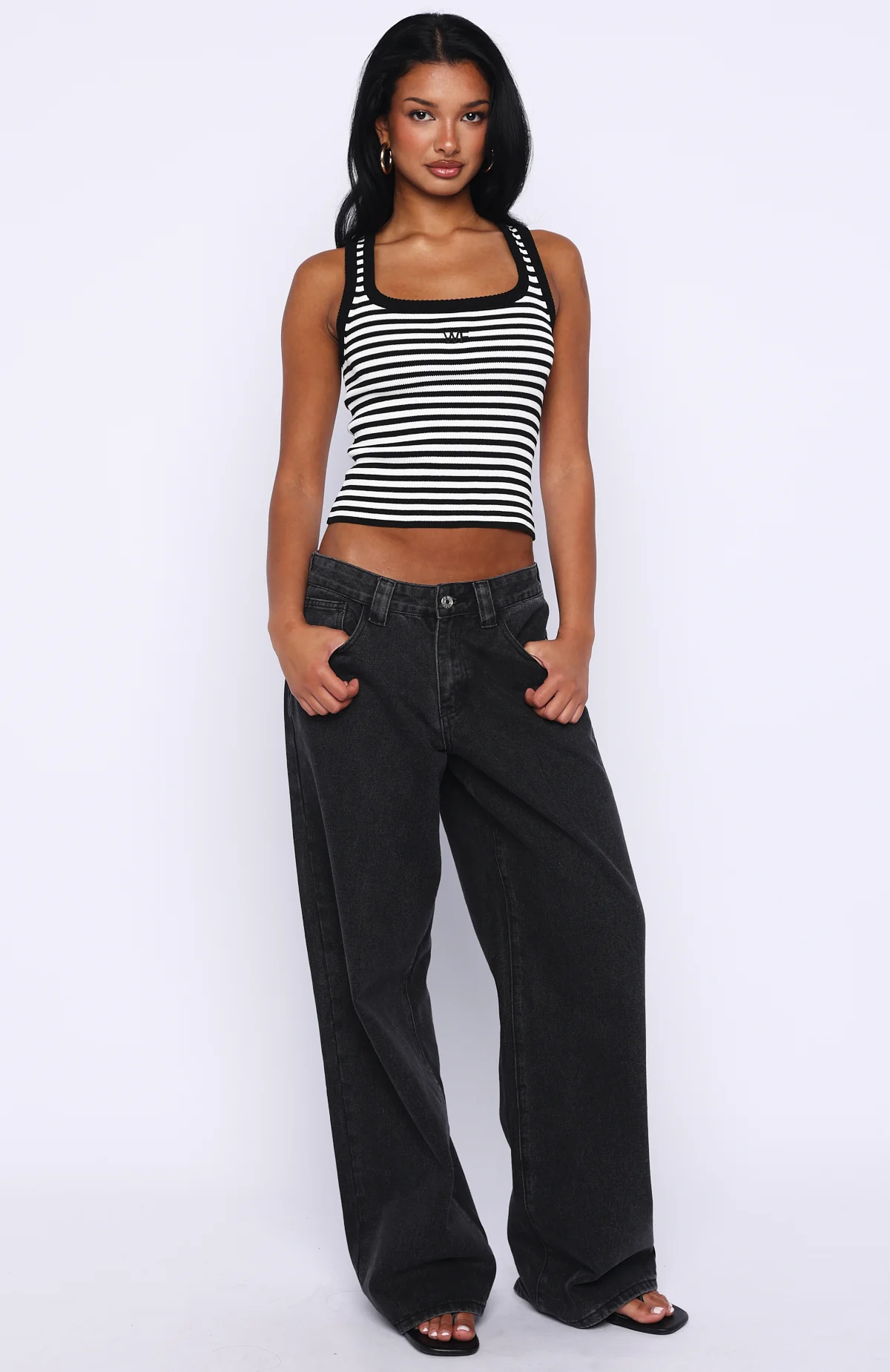 Wanting Problems Knit Top Black/White Stripe - Image 5