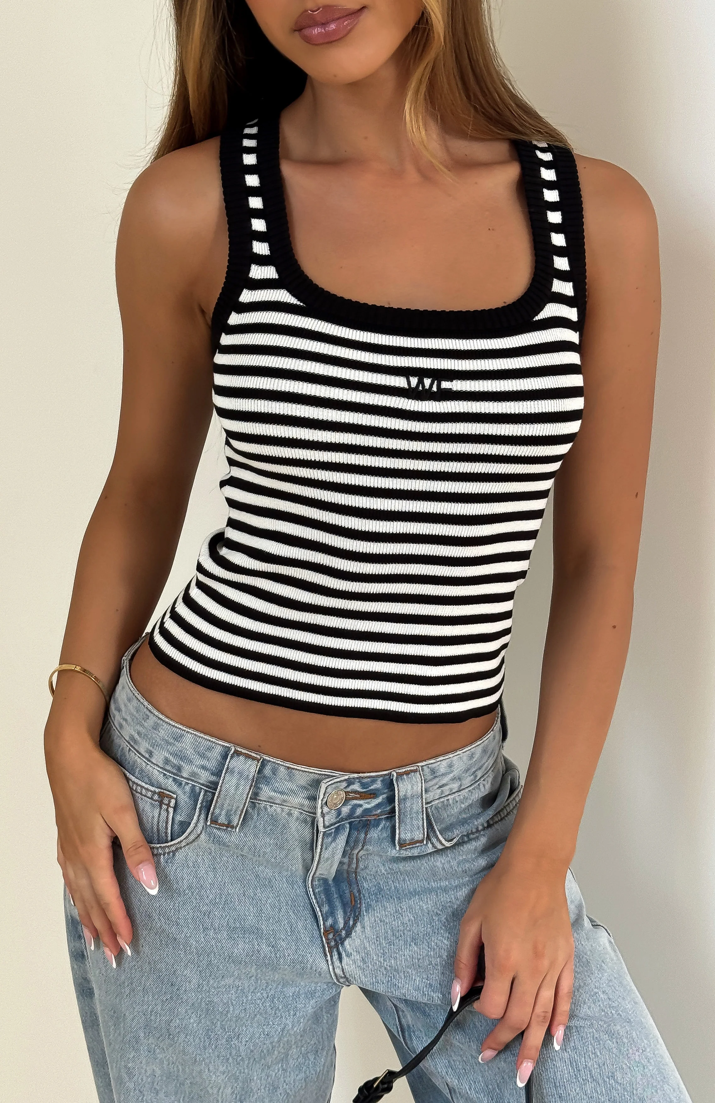 Wanting Problems Knit Top Black/White Stripe - Image 6