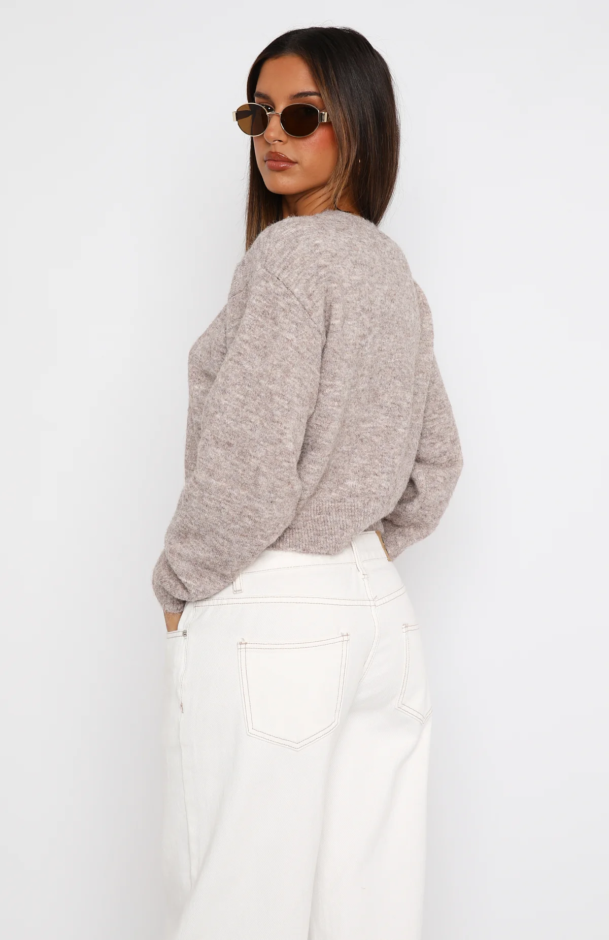 Warm Whispers Knit Cardigan Taupe - Image 4