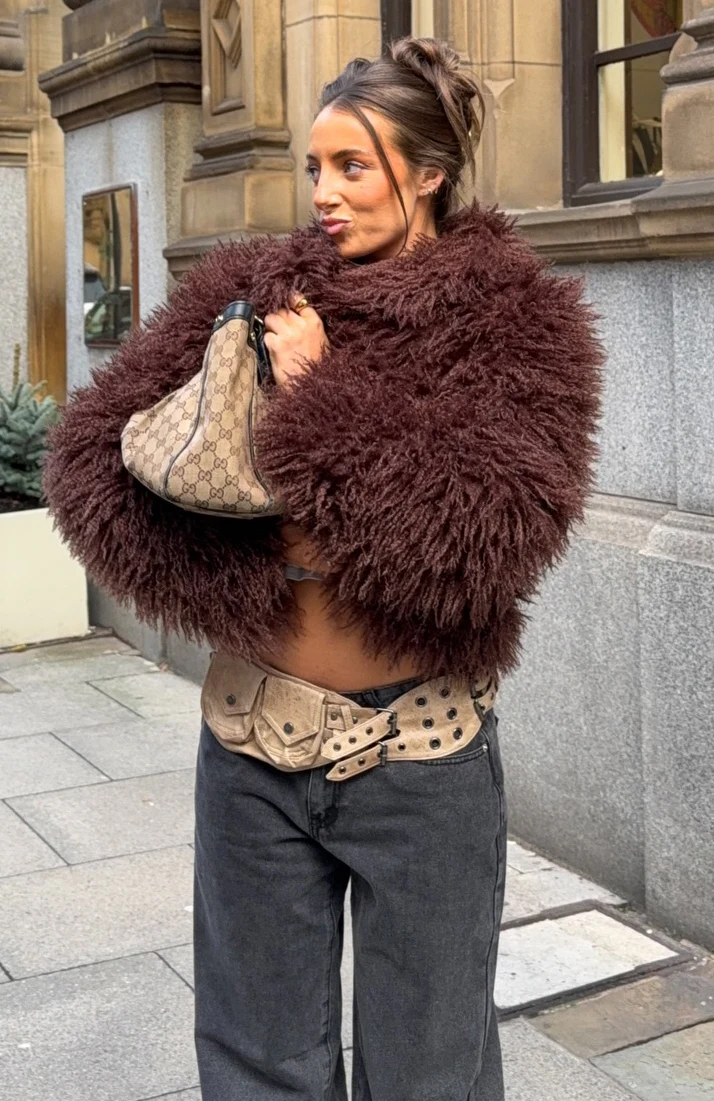 Weekend Away Fur Jacket Chocolate - Image 10