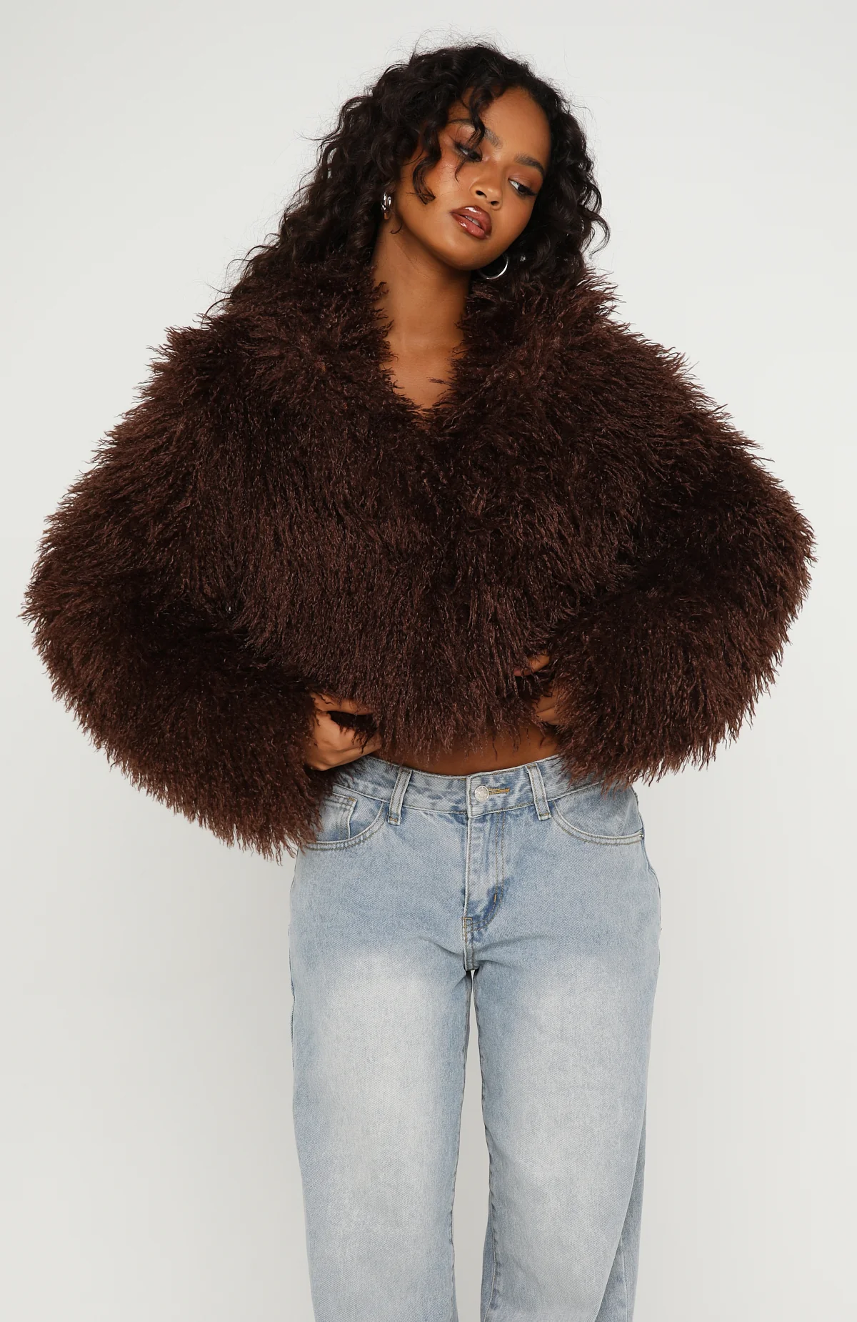 Weekend Away Fur Jacket Chocolate - Image 2
