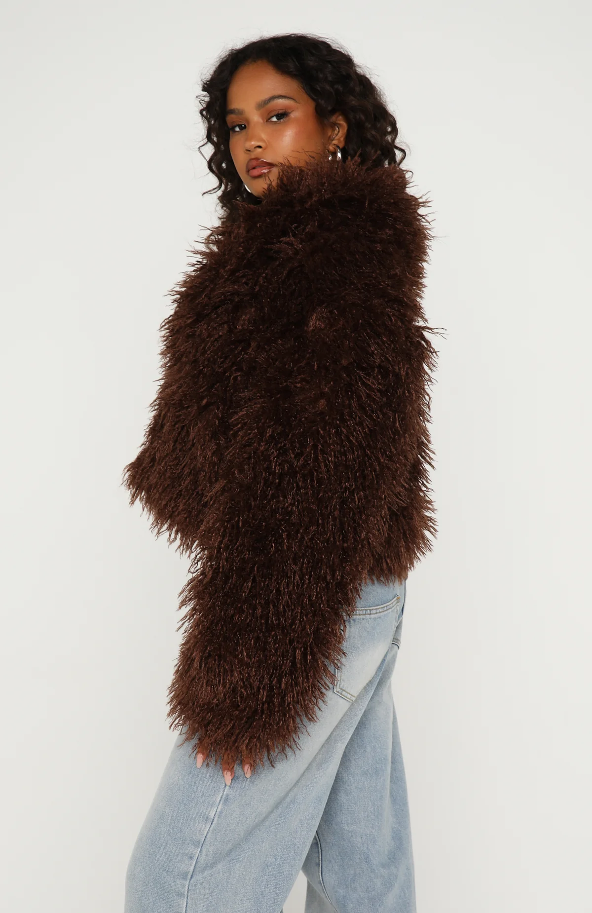 Weekend Away Fur Jacket Chocolate - Image 3