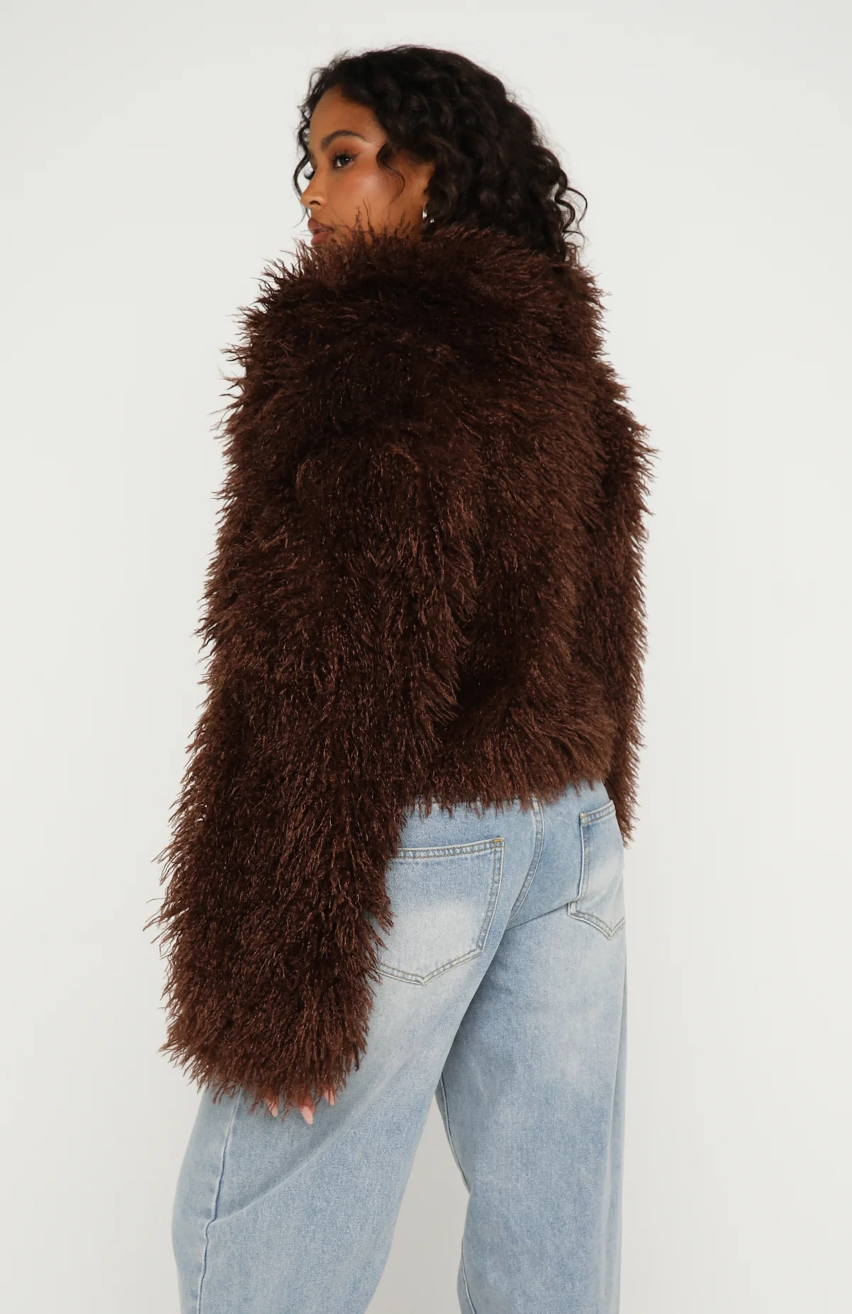 Weekend Away Fur Jacket Chocolate - Image 4