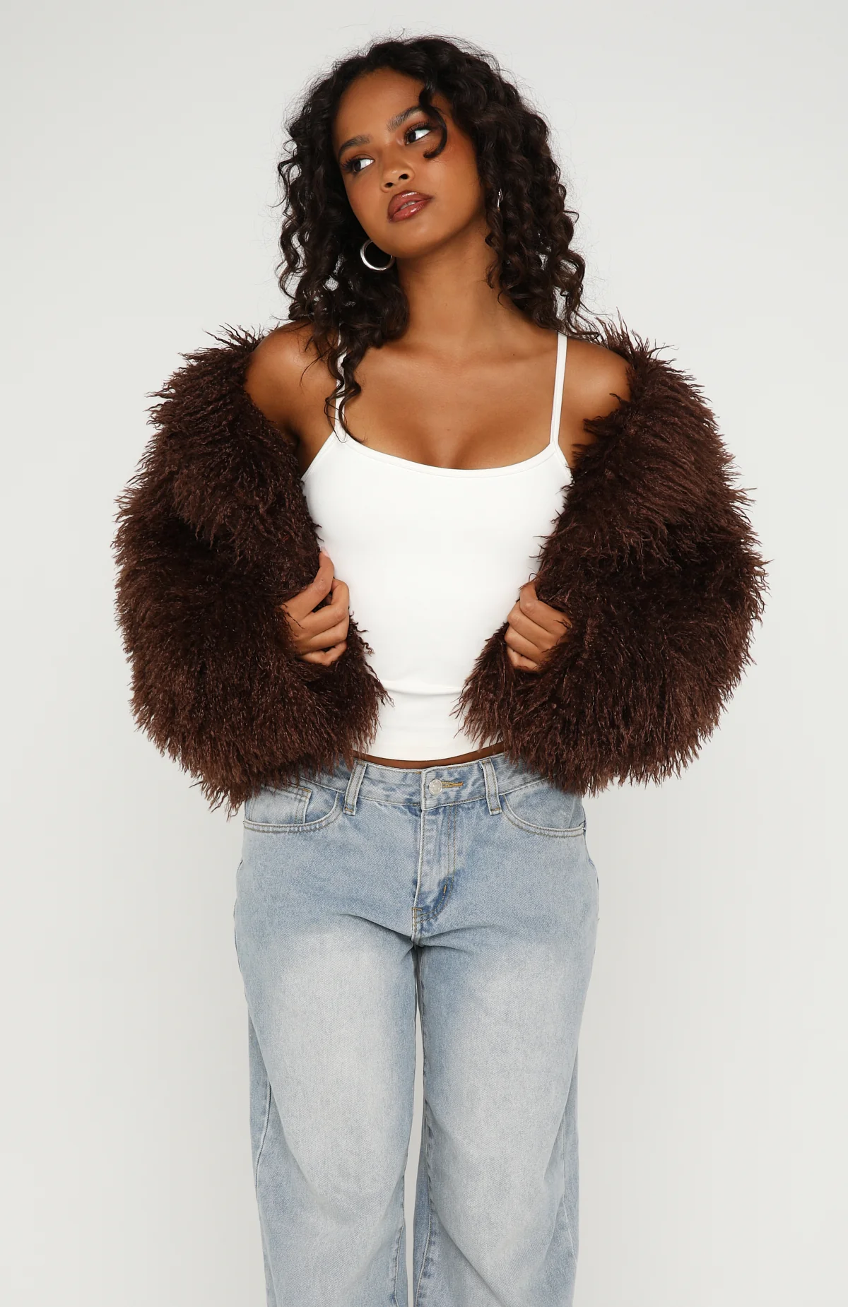 Weekend Away Fur Jacket Chocolate - Image 6