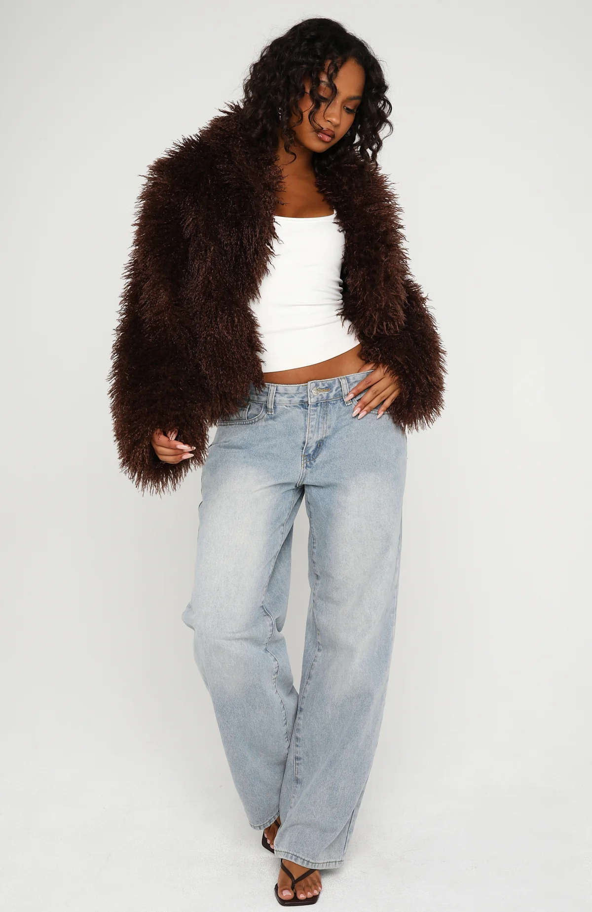 Weekend Away Fur Jacket Chocolate - Image 7