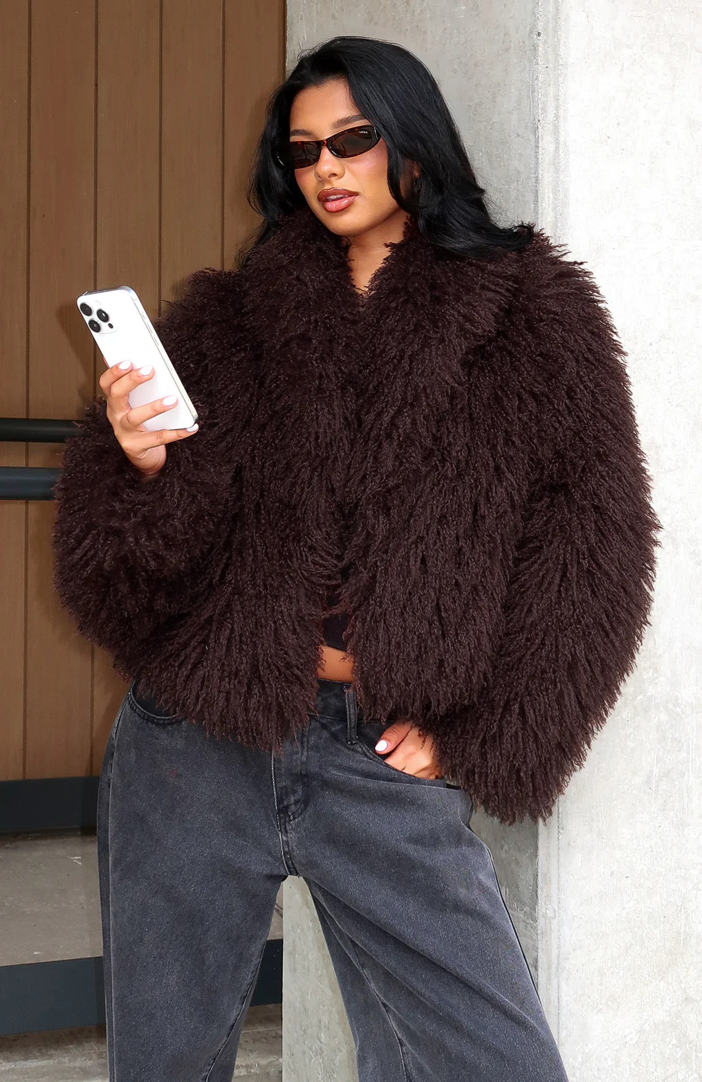 Weekend Away Fur Jacket Chocolate - Image 8
