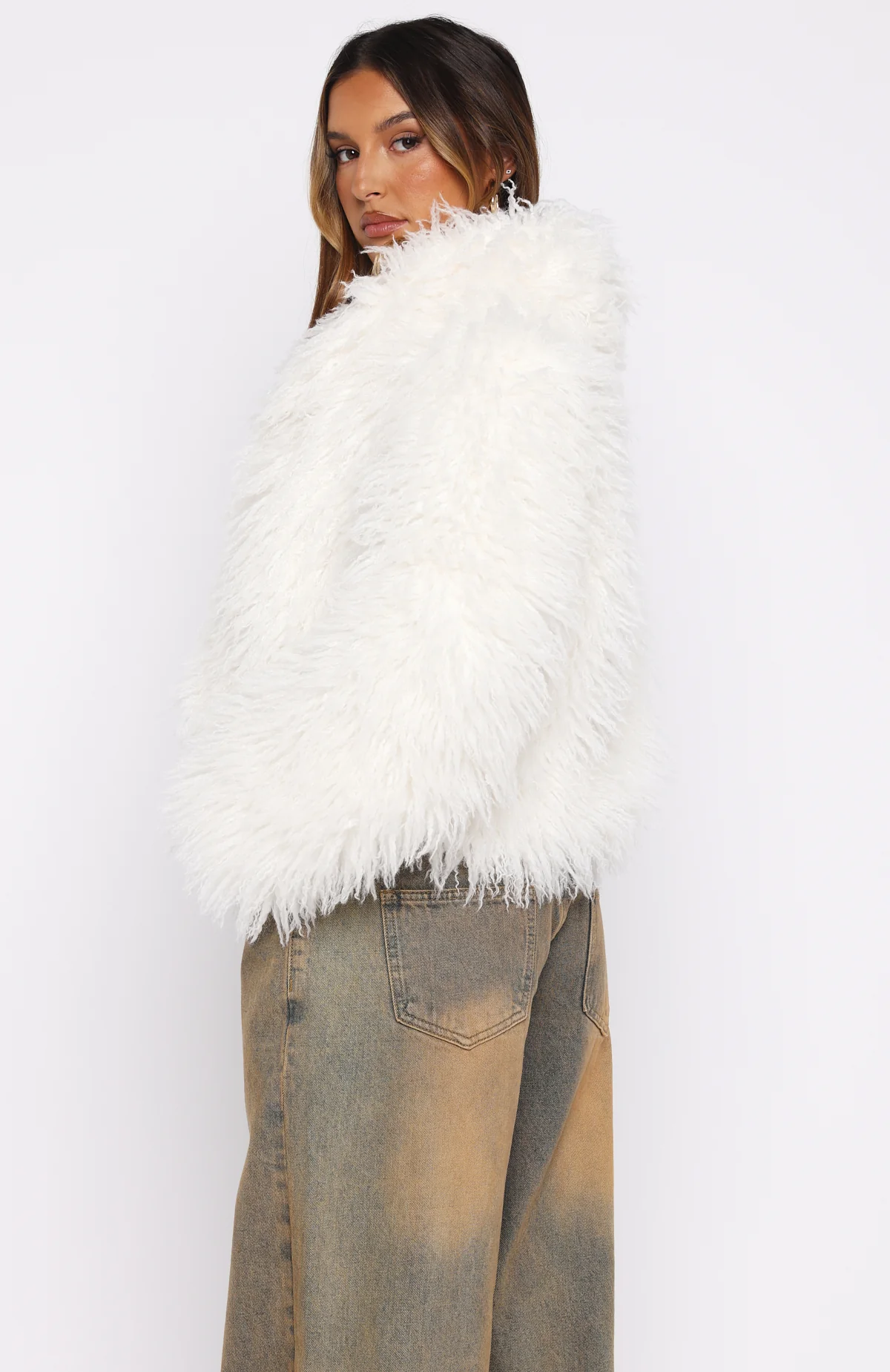 Weekend Away Fur Jacket Cream - Image 4