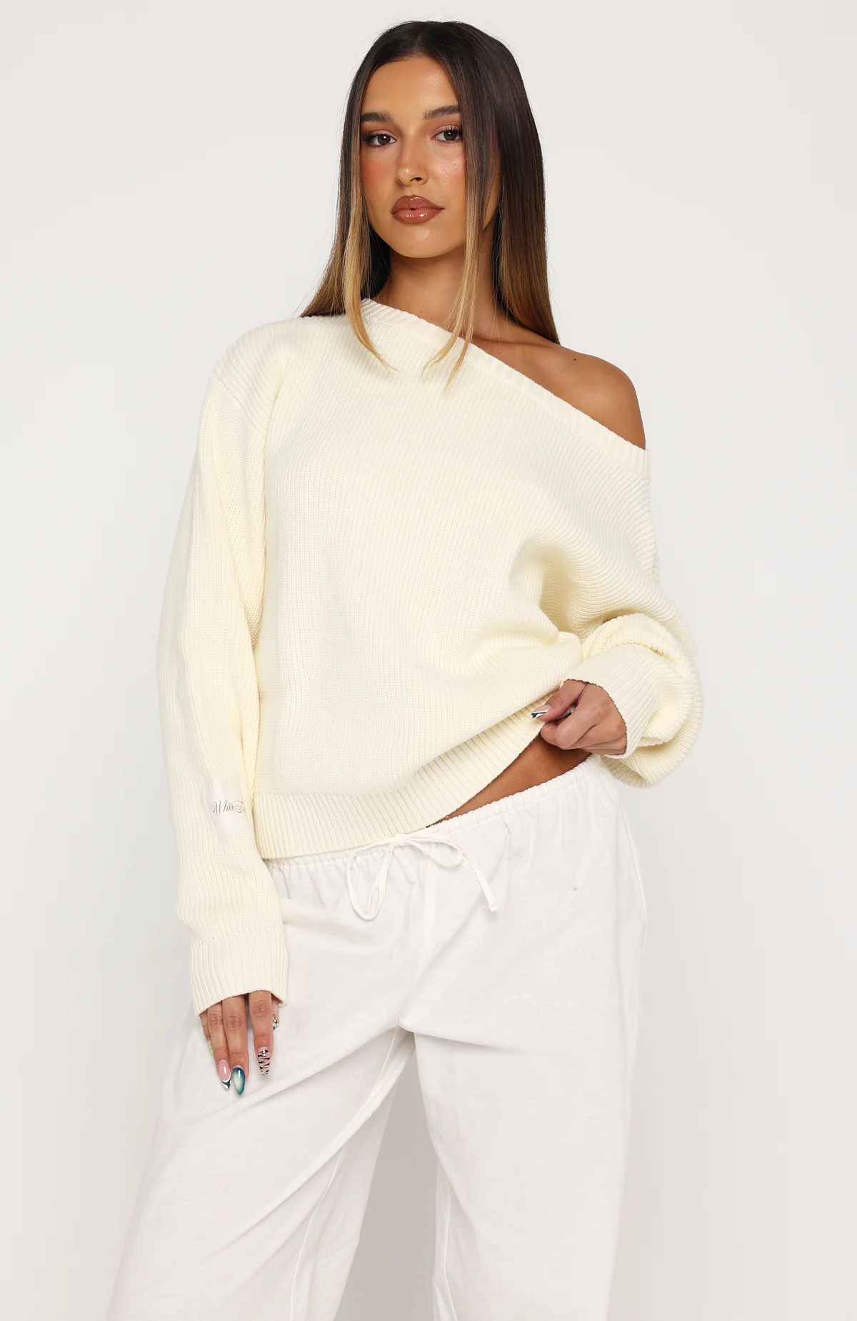 Weekend Fit Off Shoulder Knit Sweater Cream - Image 2