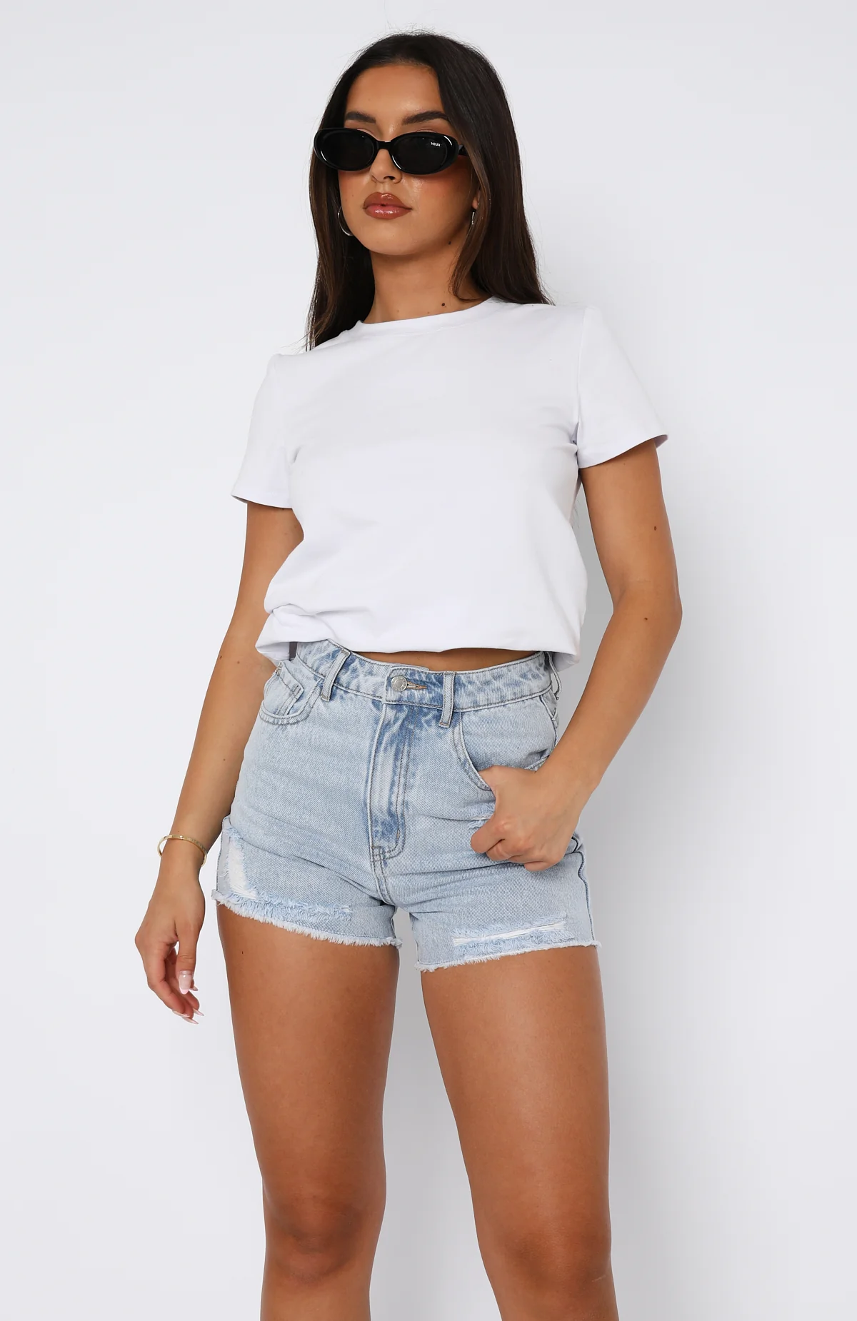 What Are We Denim Shorts Powder Blue Wash - Image 3