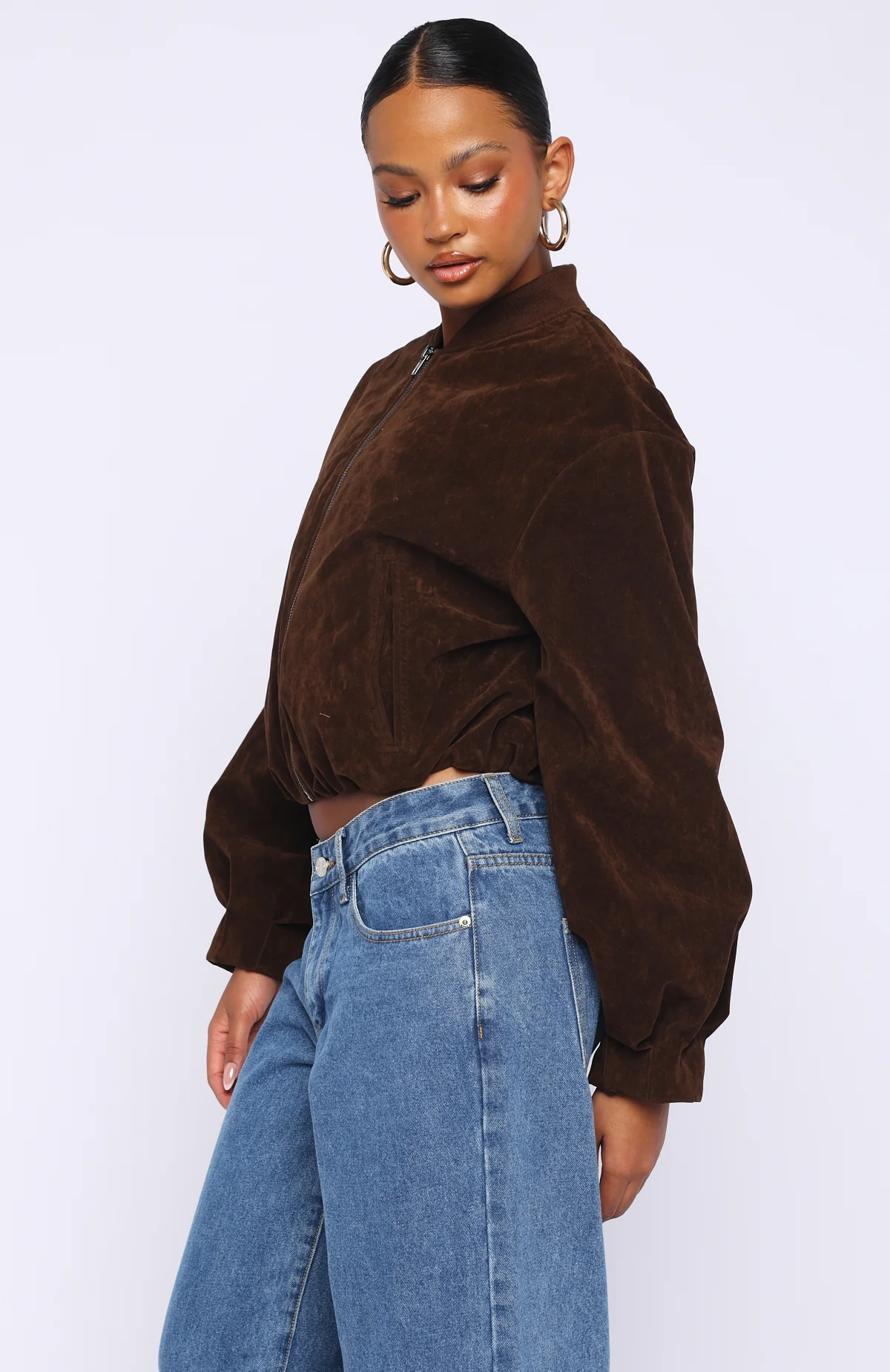 What Did I Miss Faux Suede Jacket Chocolate - Image 3