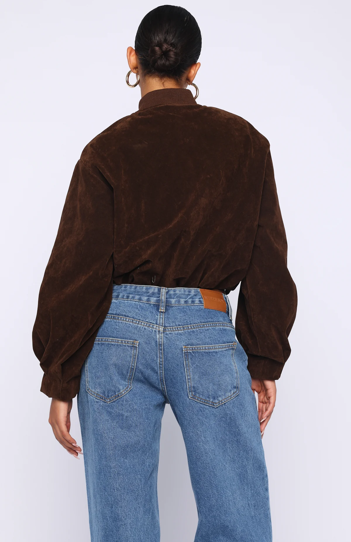 What Did I Miss Faux Suede Jacket Chocolate - Image 4