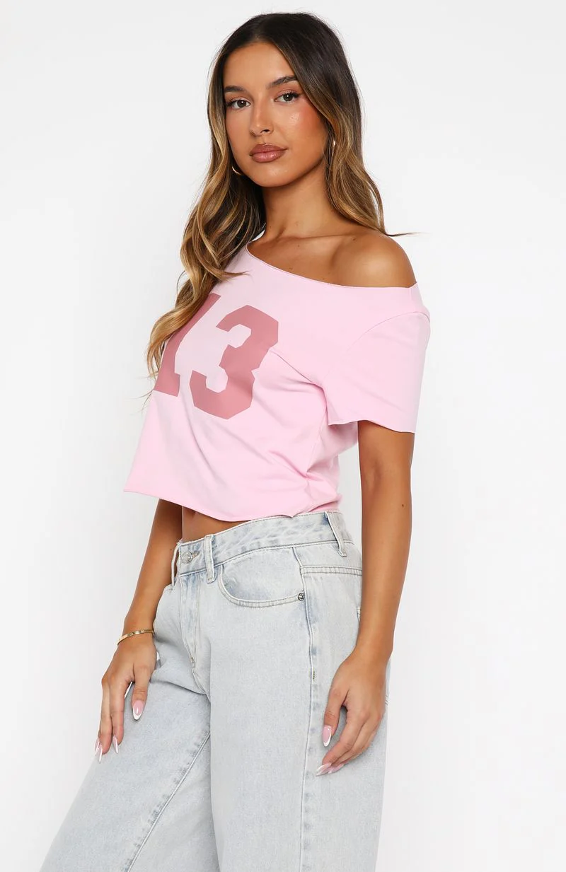 Whenever You're Ready Off Shoulder Relaxed Tee Pink - Image 3