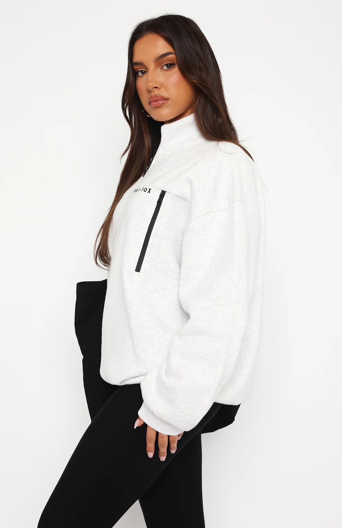 Where Did You Go Zip Front Sweater Grey Marle - Image 3
