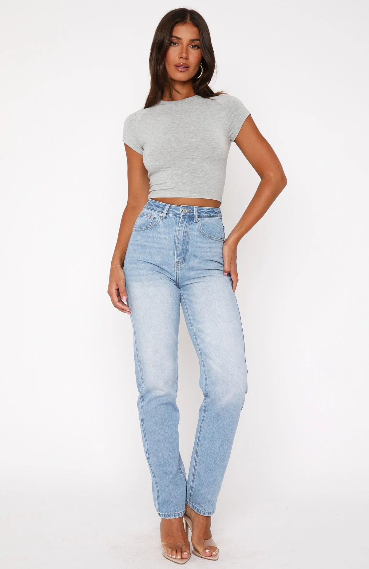 Who's That Girl High Rise Straight Leg Jeans Vintage Mid Blue - Image 2