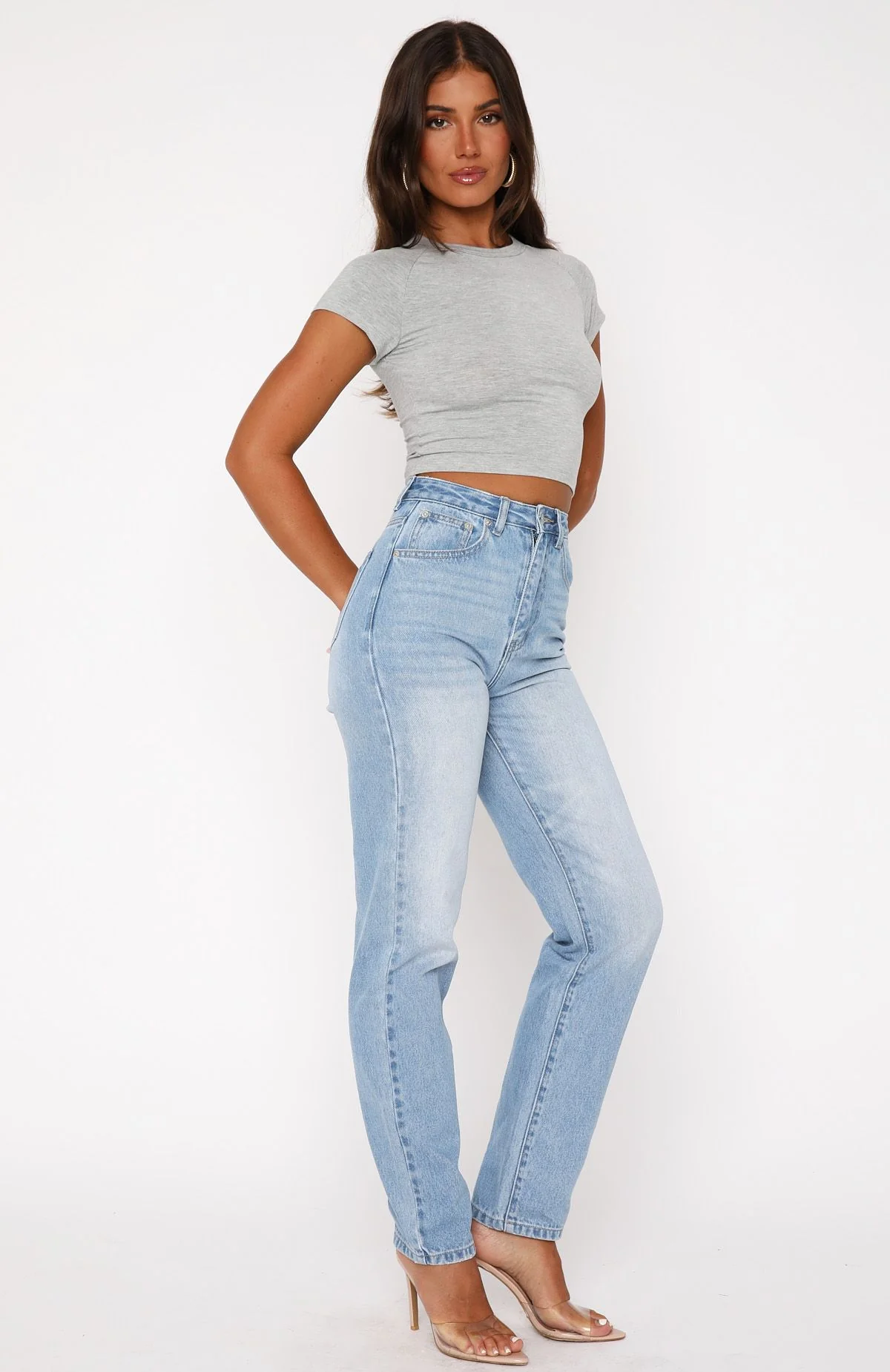 Who's That Girl High Rise Straight Leg Jeans Vintage Mid Blue - Image 3
