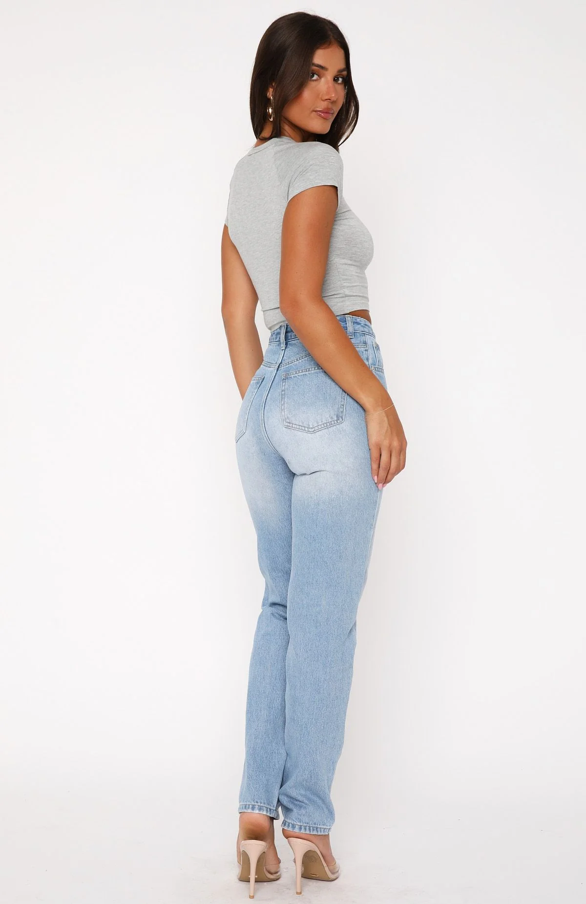 Who's That Girl High Rise Straight Leg Jeans Vintage Mid Blue - Image 4